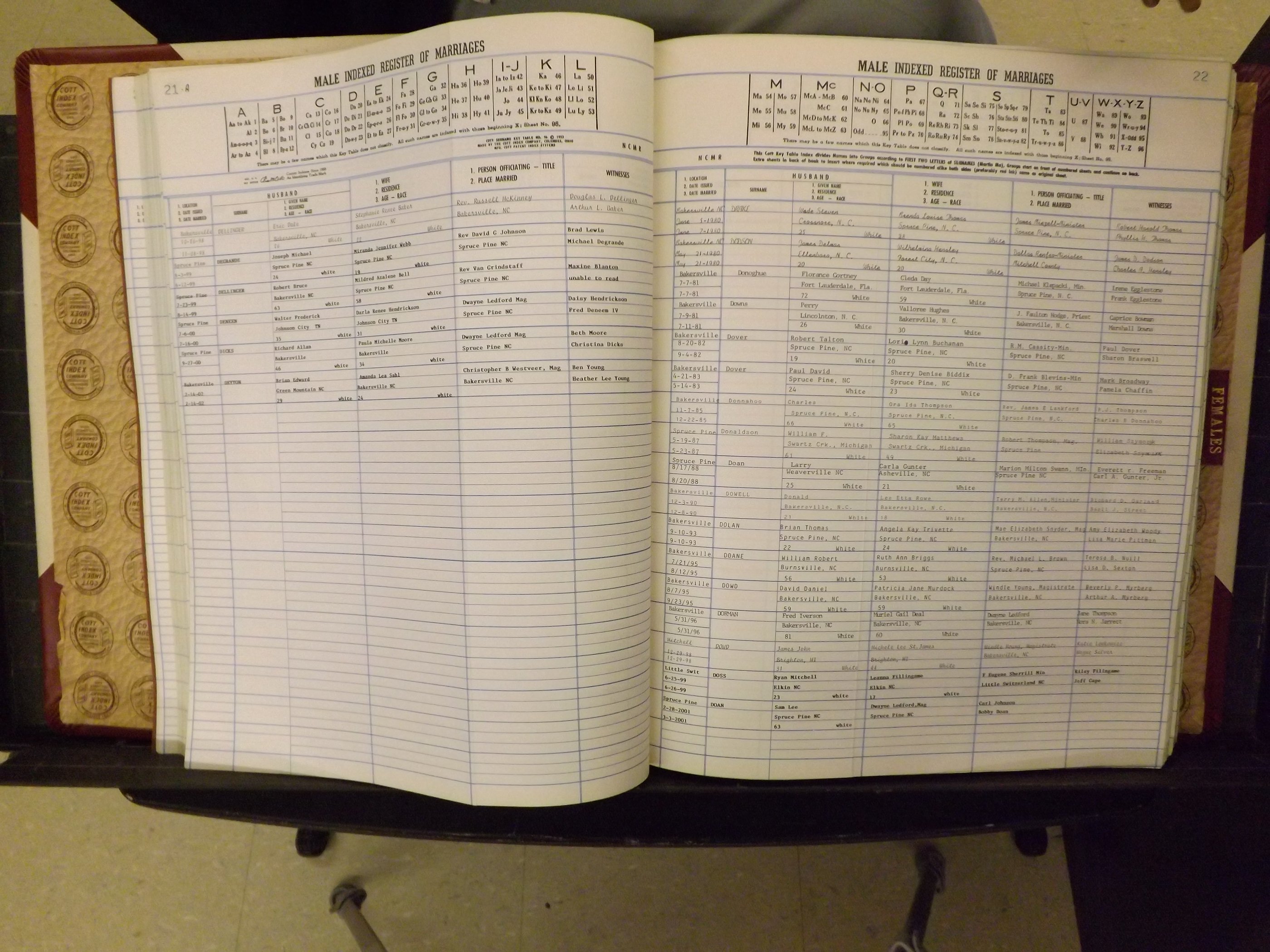 Mitchell Co, NC, Marriage Book 9, Male & Female, 1979-1999 (131).JPG