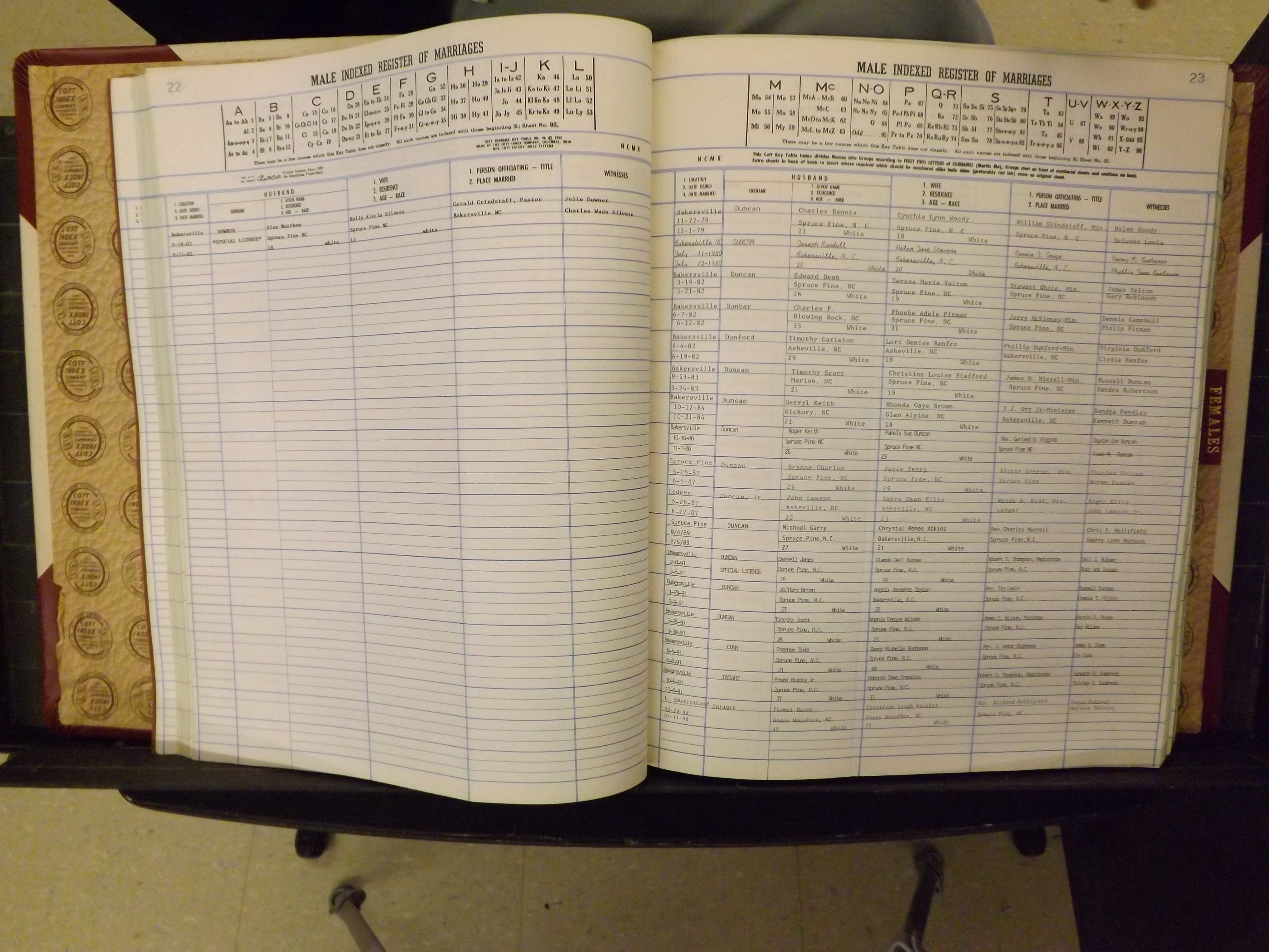 Mitchell Co, NC, Marriage Book 9, Male & Female, 1979-1999 (132).JPG