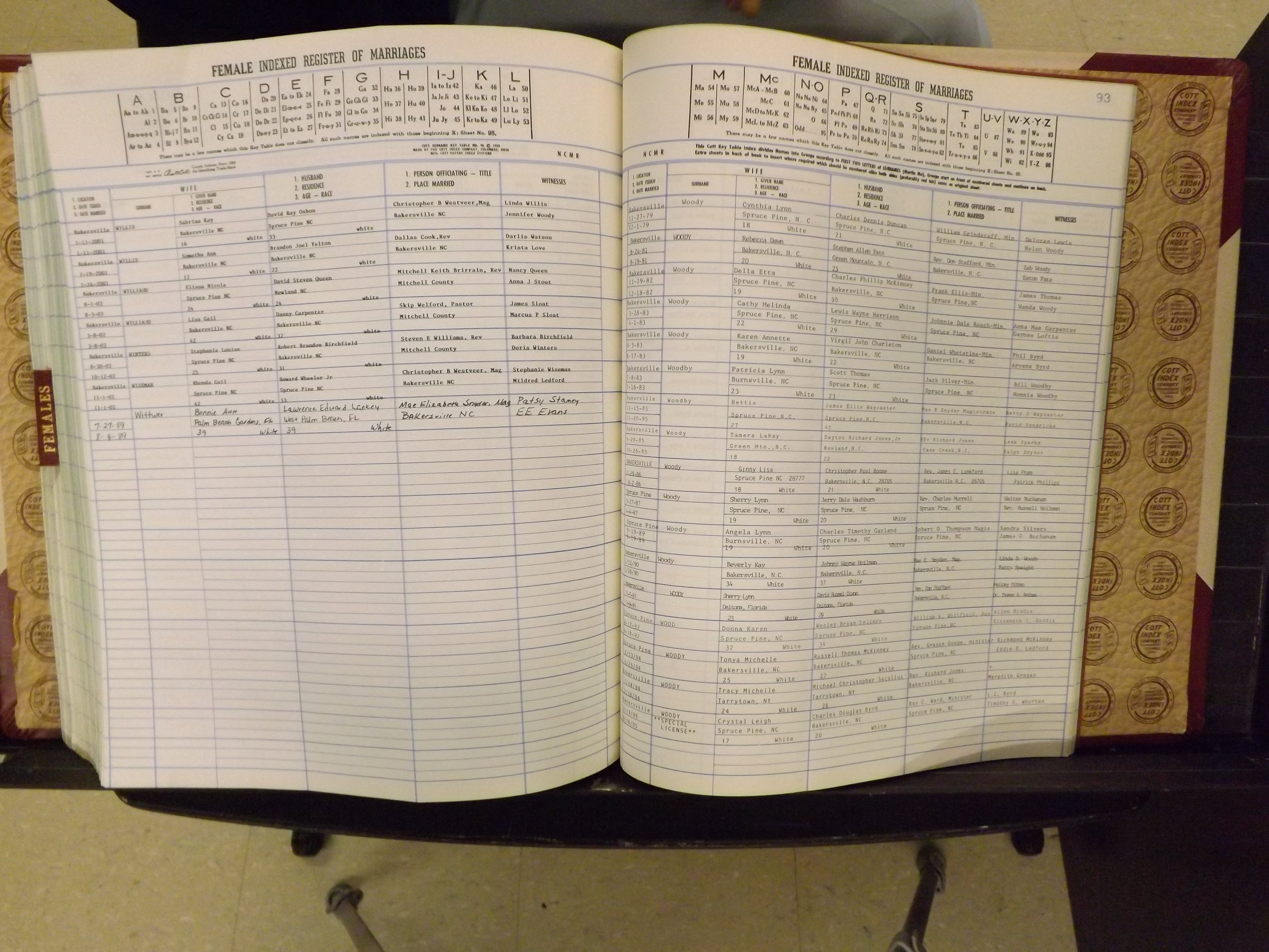 Mitchell Co, NC, Marriage Book 9, Male & Female, 1979-1999 (370).JPG