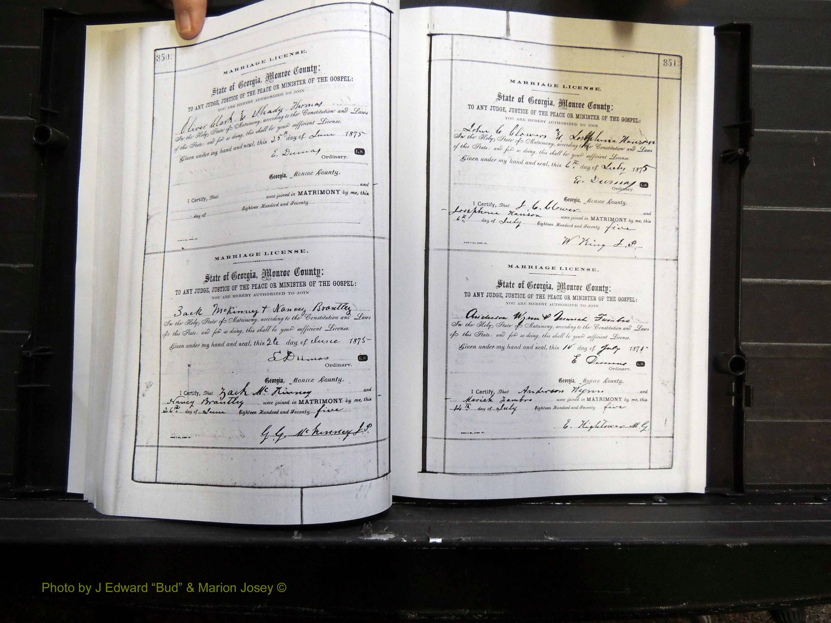 Monroe Co, GA, Marriages, Book C2, 1872-1875 pg 350-351.JPG