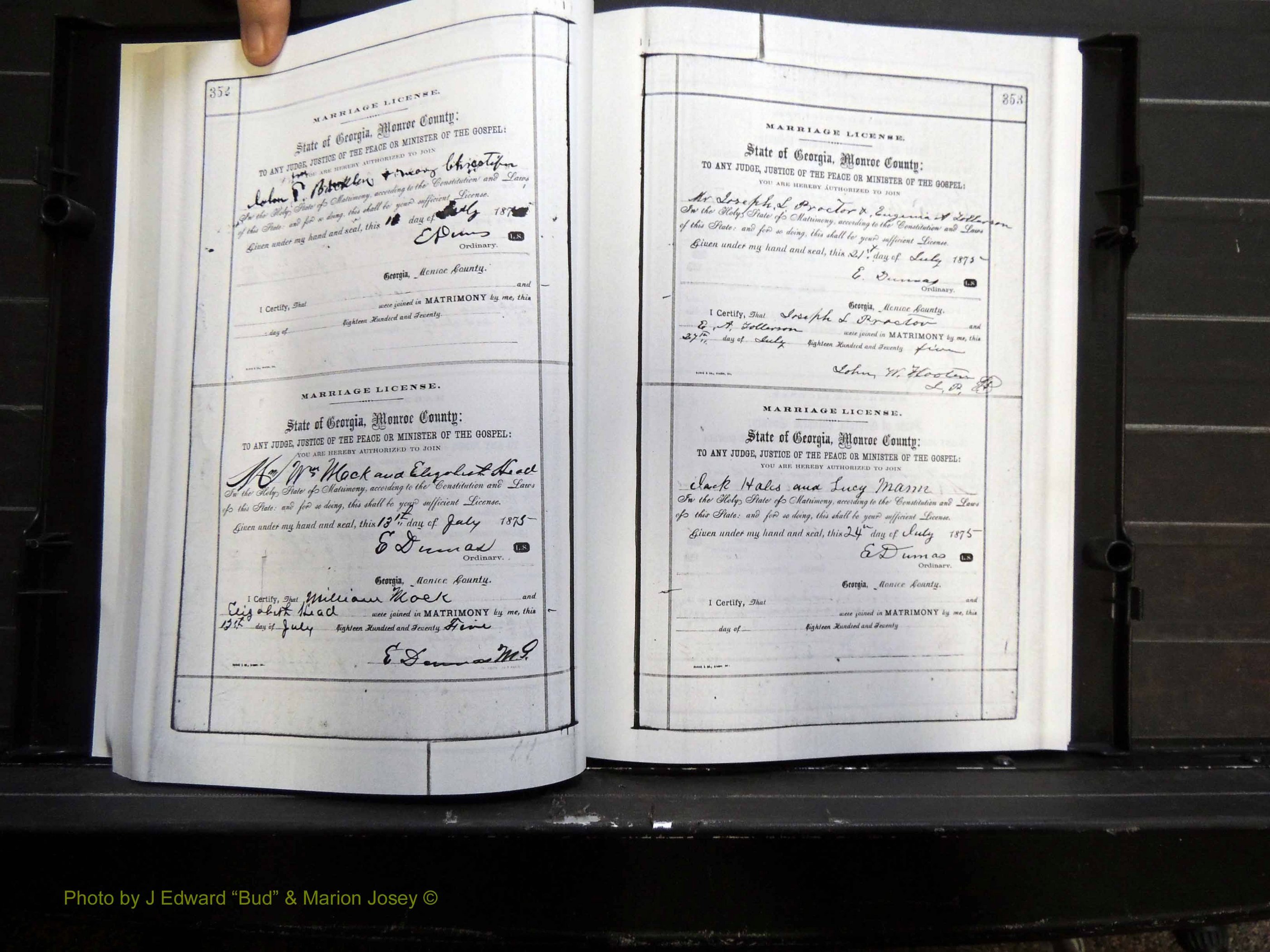 Monroe Co, GA, Marriages, Book C2, 1872-1875 pg 352-353.JPG