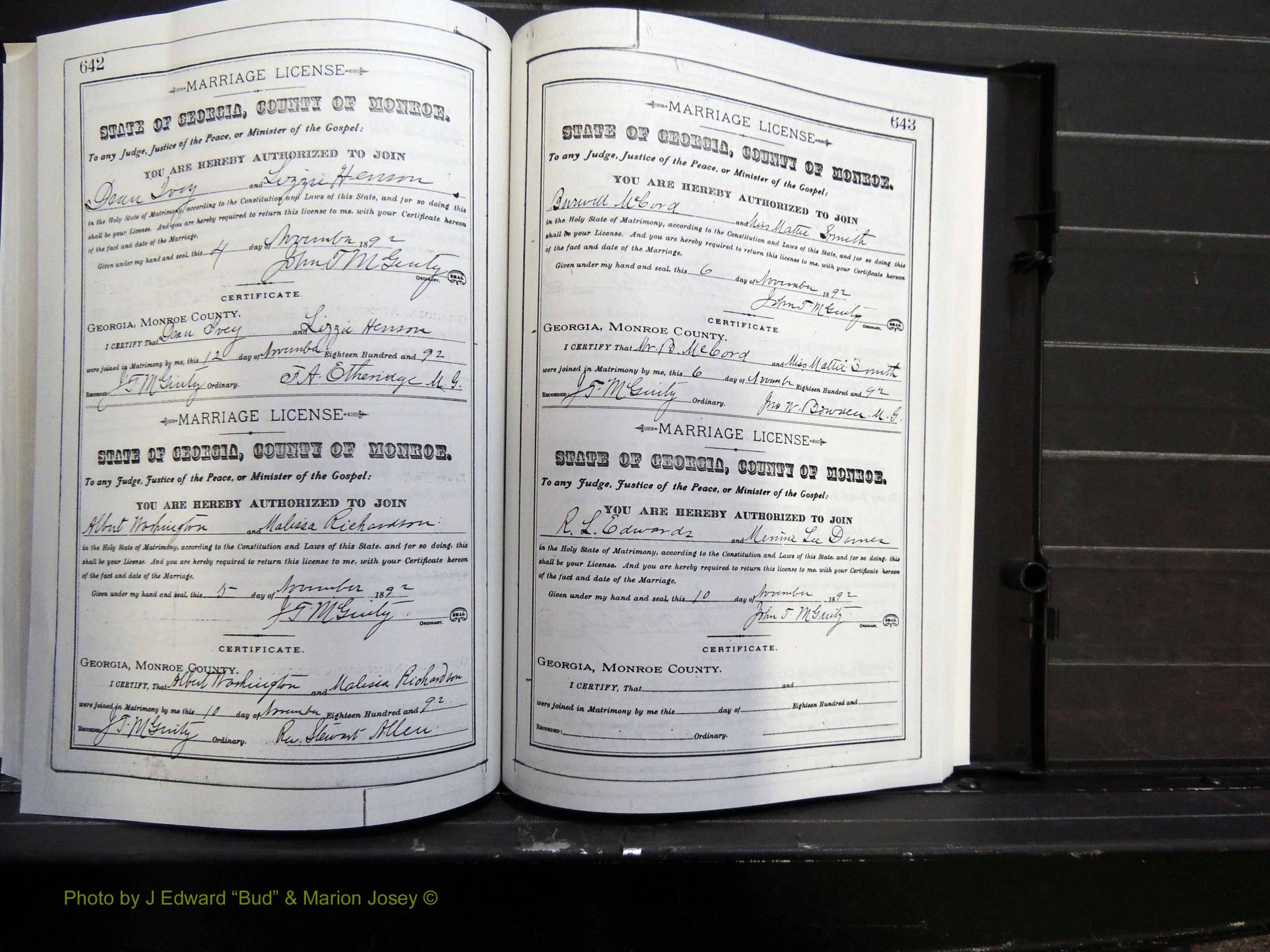 Monroe Co, GA, Marriages, Book F2, 1889-1890 pg 642-643.JPG