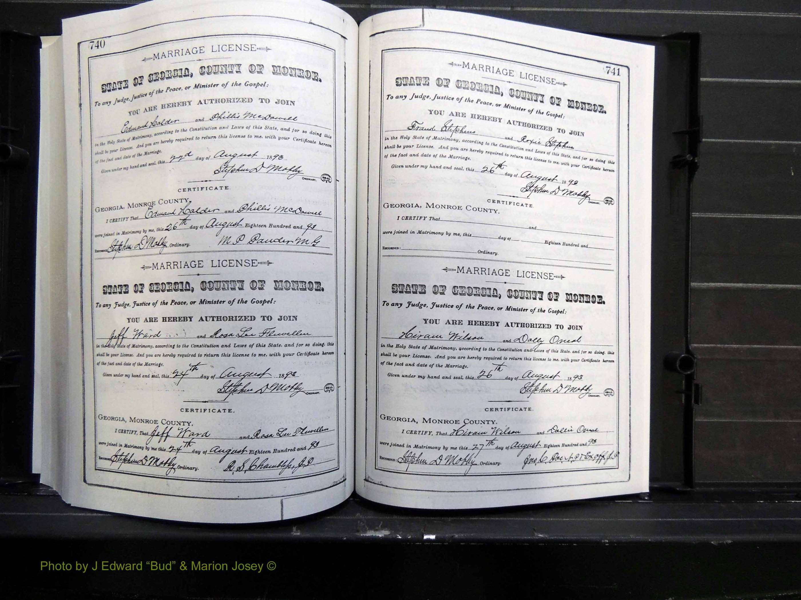 Monroe Co, GA, Marriages, Book F2, 1889-1890 pg 740-741.JPG