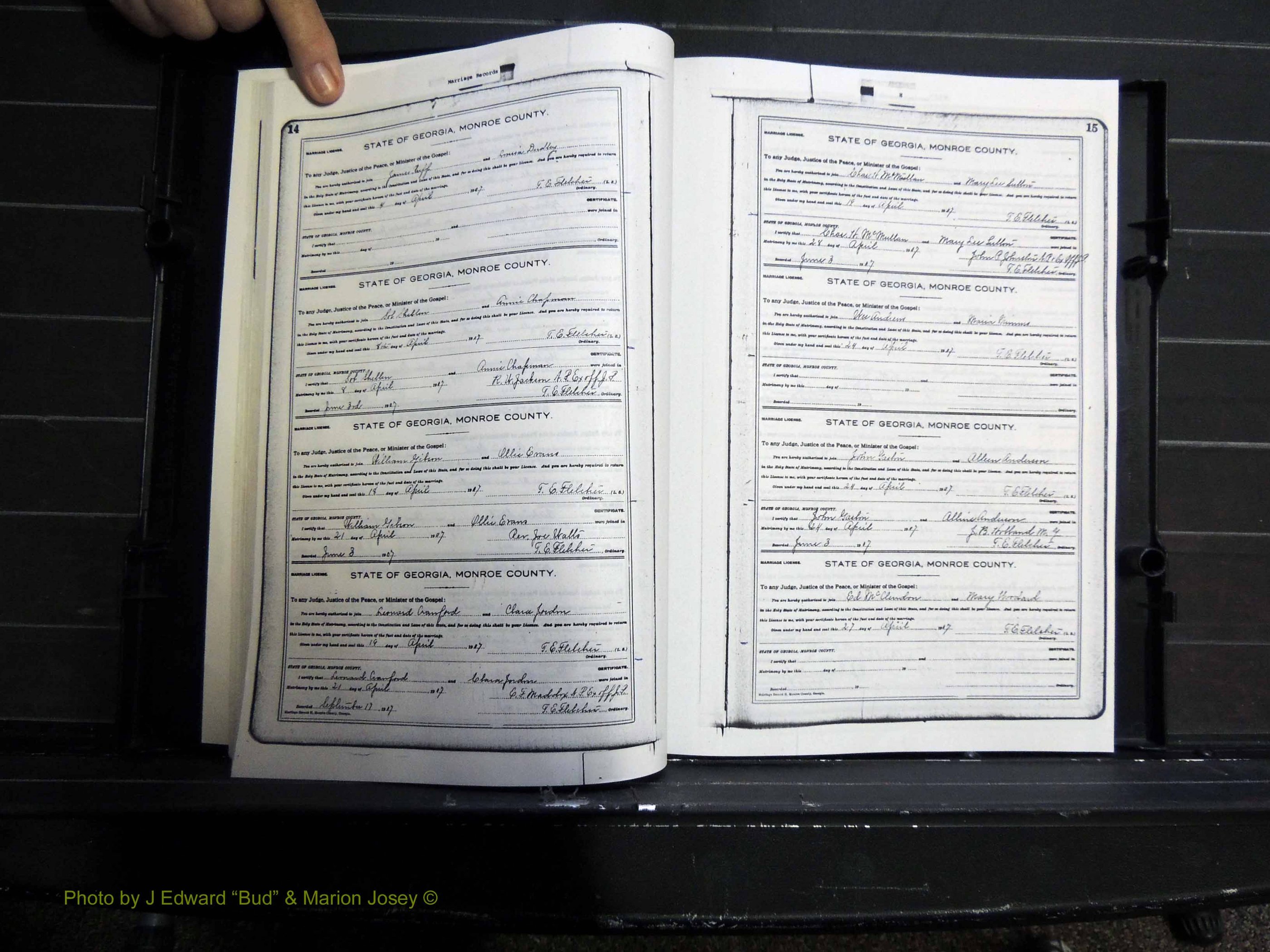 Monroe Co, GA, Marriages, Book H, 1907-1913 pg 014-015.JPG