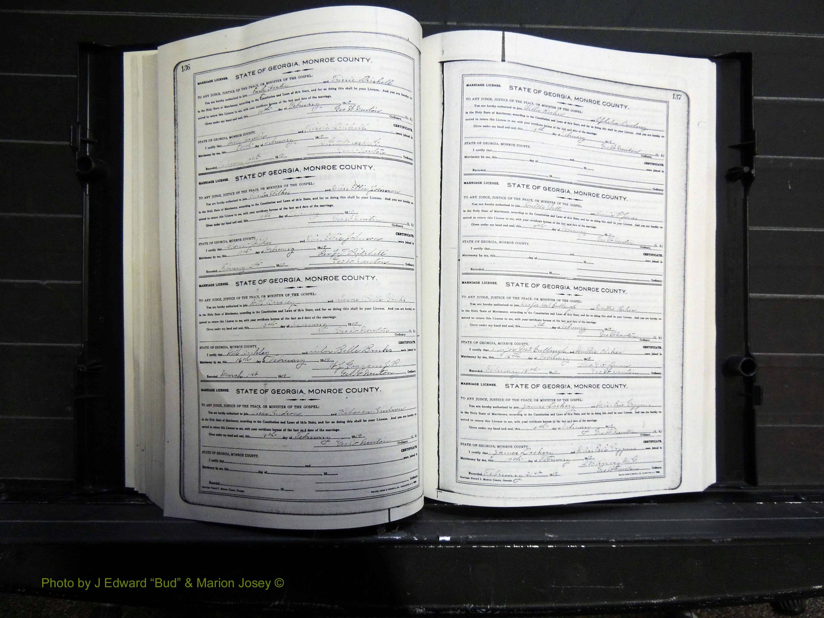 Monroe Co, GA, Marriages, Book I, 1917-1922 pg 136-137.JPG