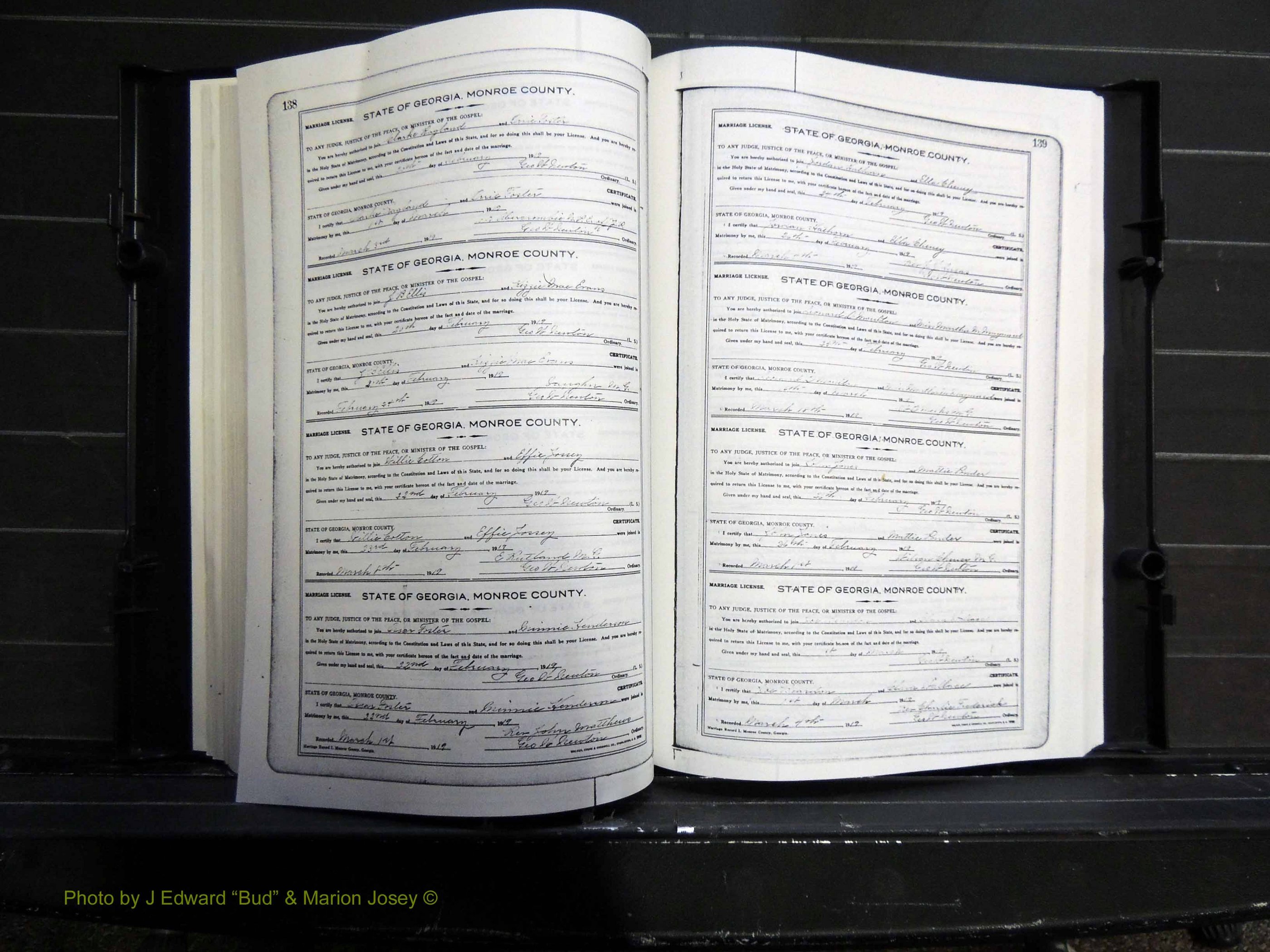Monroe Co, GA, Marriages, Book I, 1917-1922 pg 138-139.JPG
