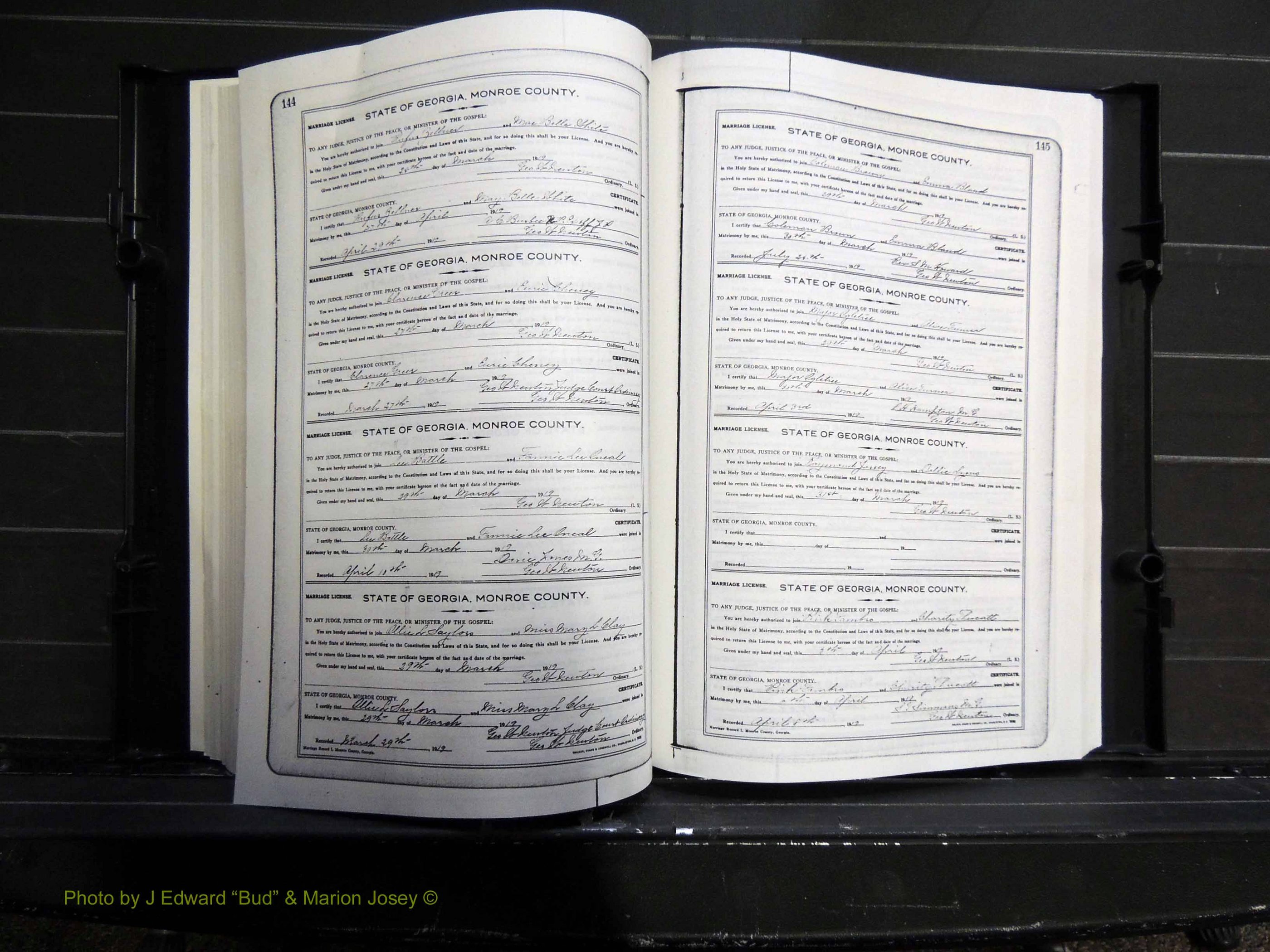 Monroe Co, GA, Marriages, Book I, 1917-1922 pg 144-145.JPG