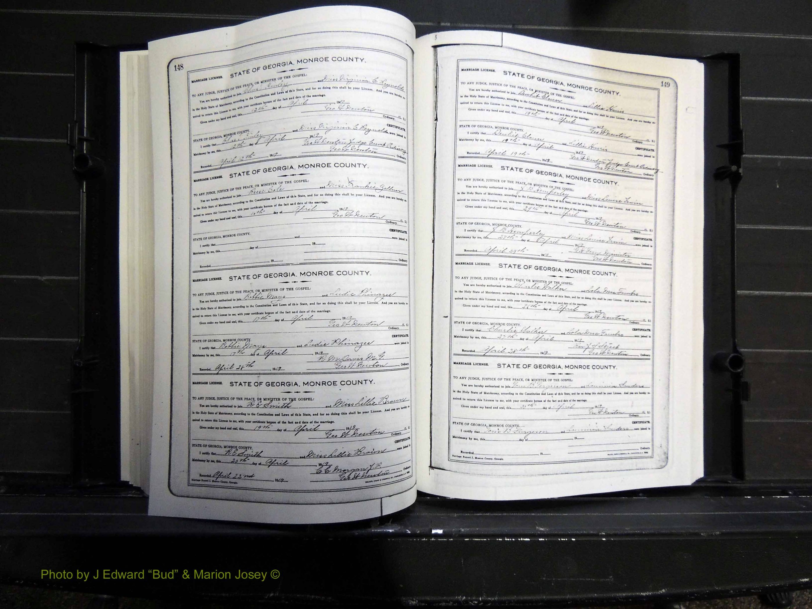 Monroe Co, GA, Marriages, Book I, 1917-1922 pg 148-149.JPG