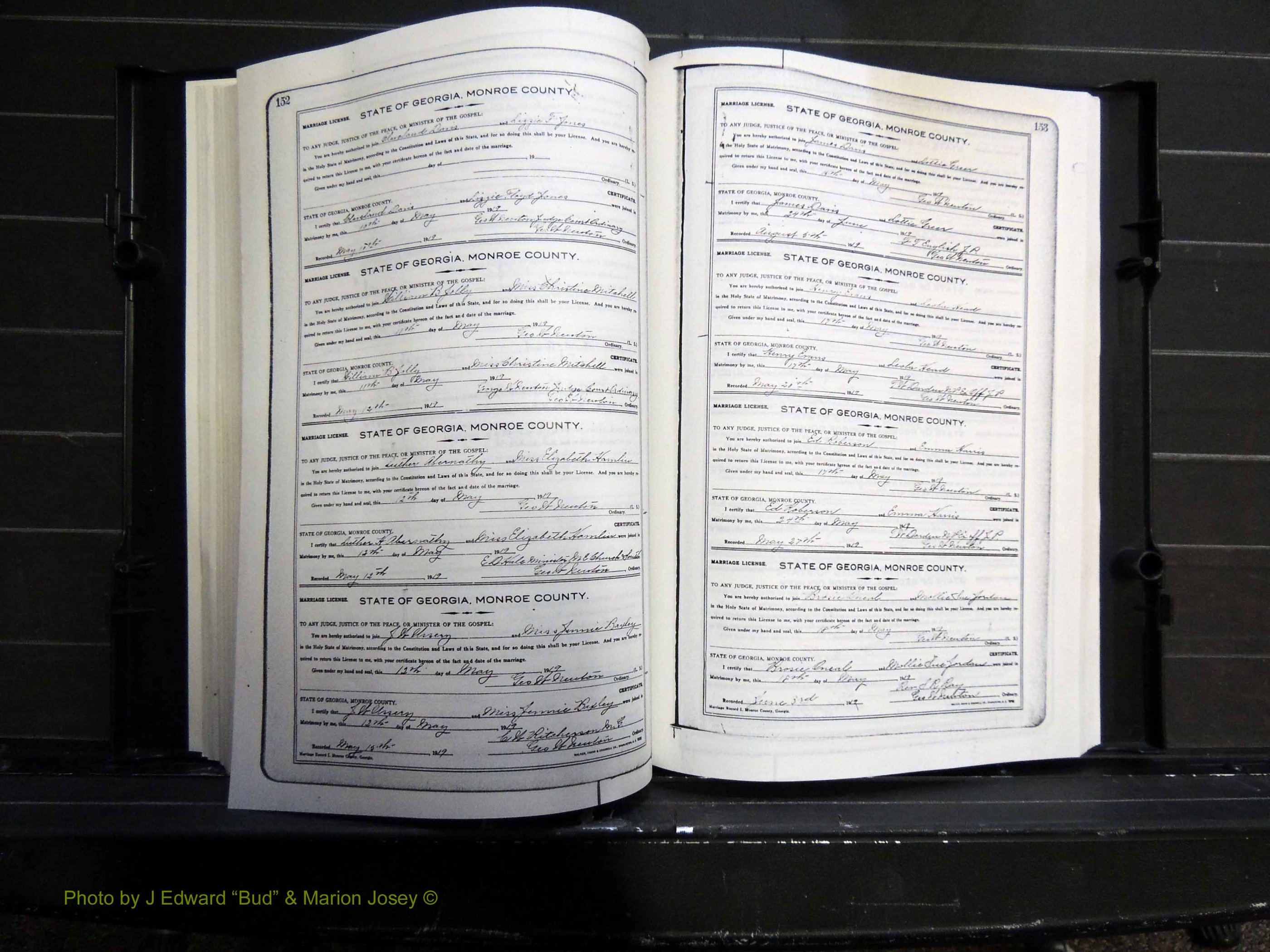 Monroe Co, GA, Marriages, Book I, 1917-1922 pg 152-153.JPG
