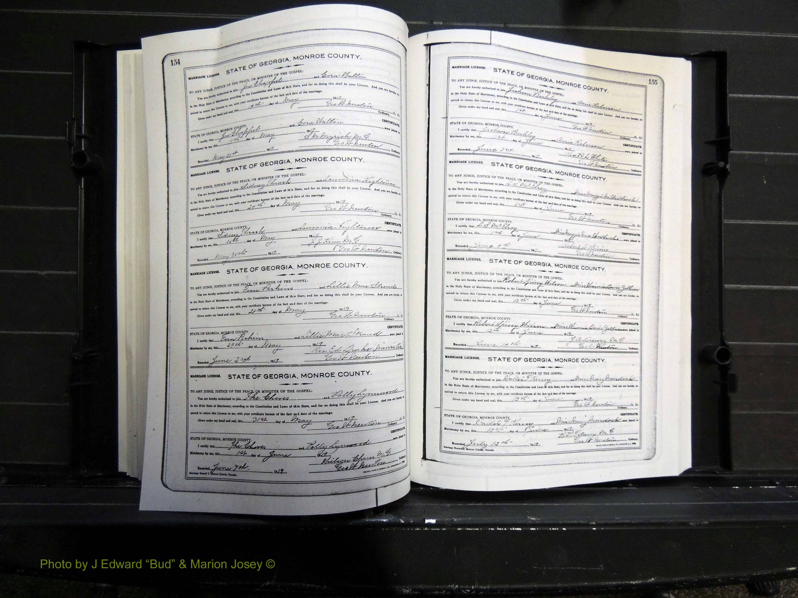 Monroe Co, GA, Marriages, Book I, 1917-1922 pg 154-155.JPG