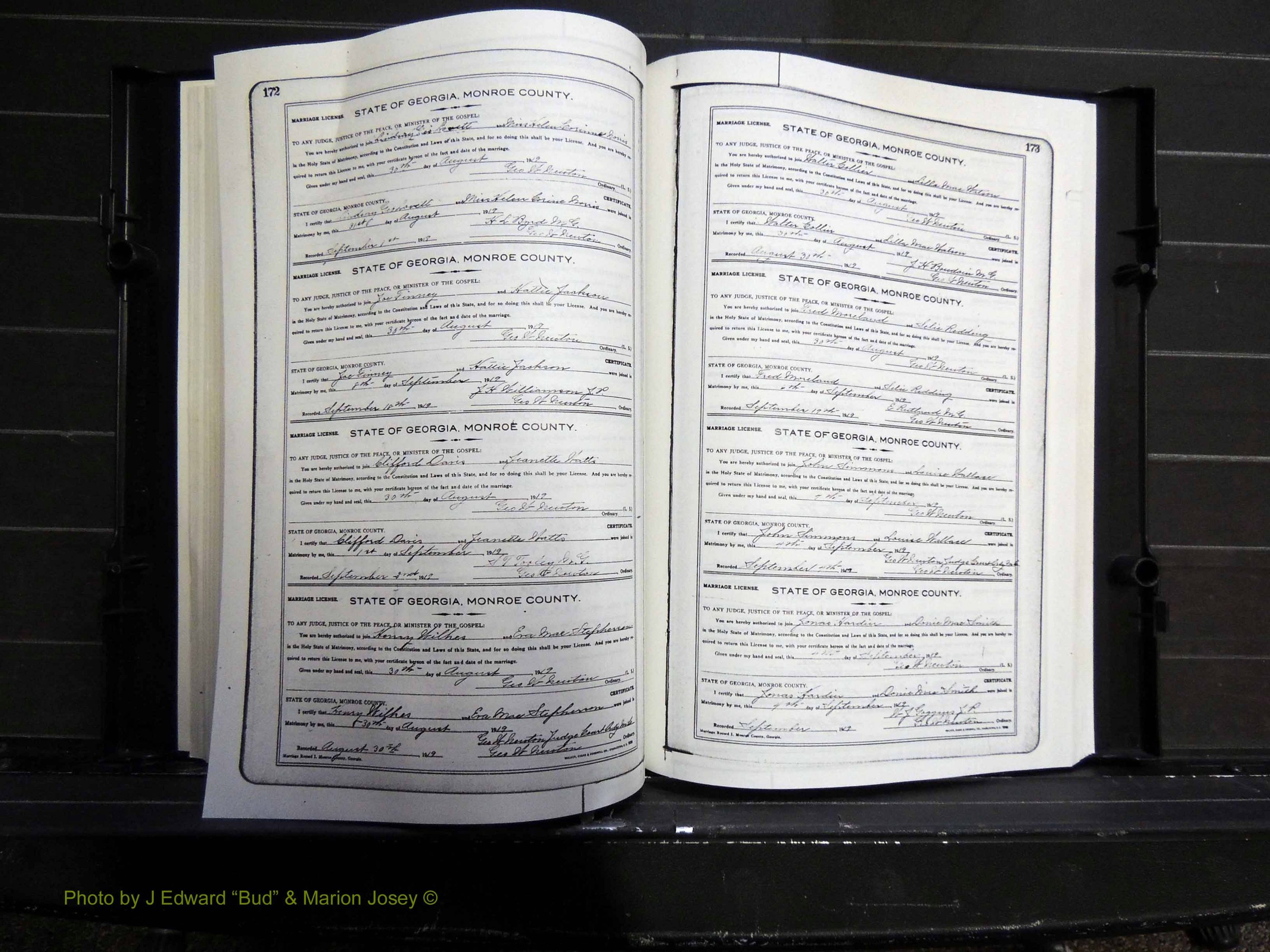 Monroe Co, GA, Marriages, Book I, 1917-1922 pg 172-173.JPG