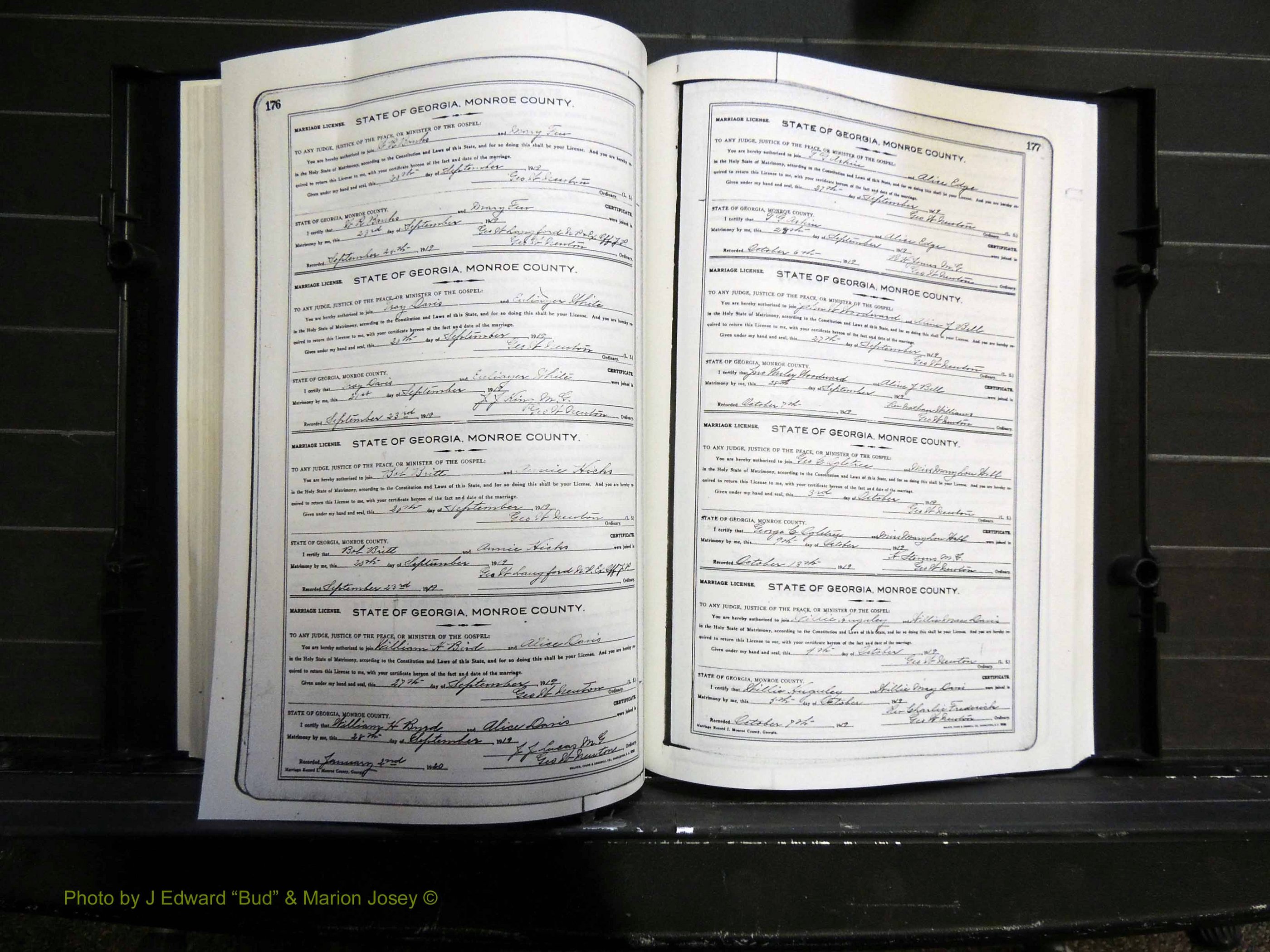 Monroe Co, GA, Marriages, Book I, 1917-1922 pg 176-177.JPG