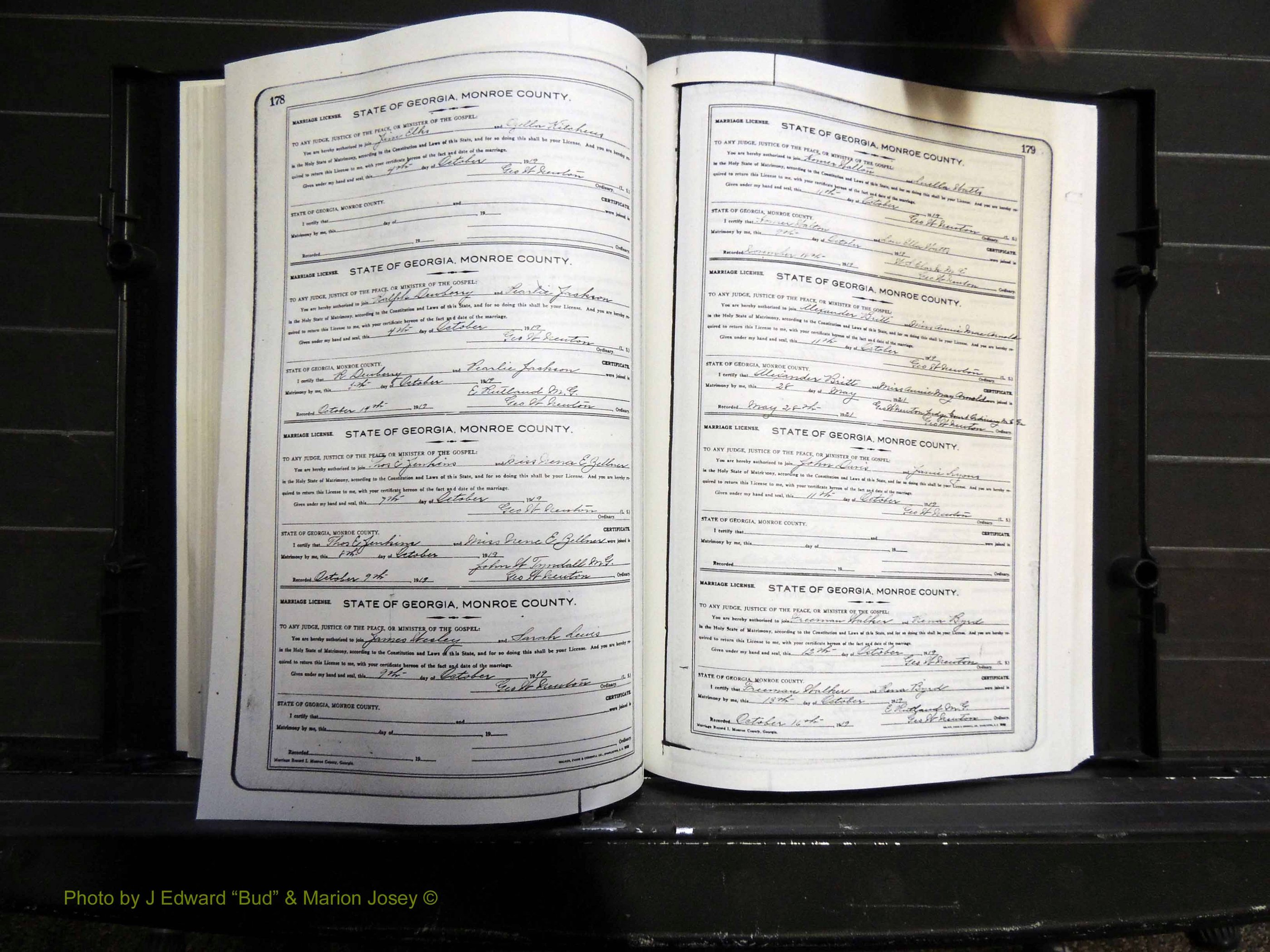 Monroe Co, GA, Marriages, Book I, 1917-1922 pg 178-179.JPG