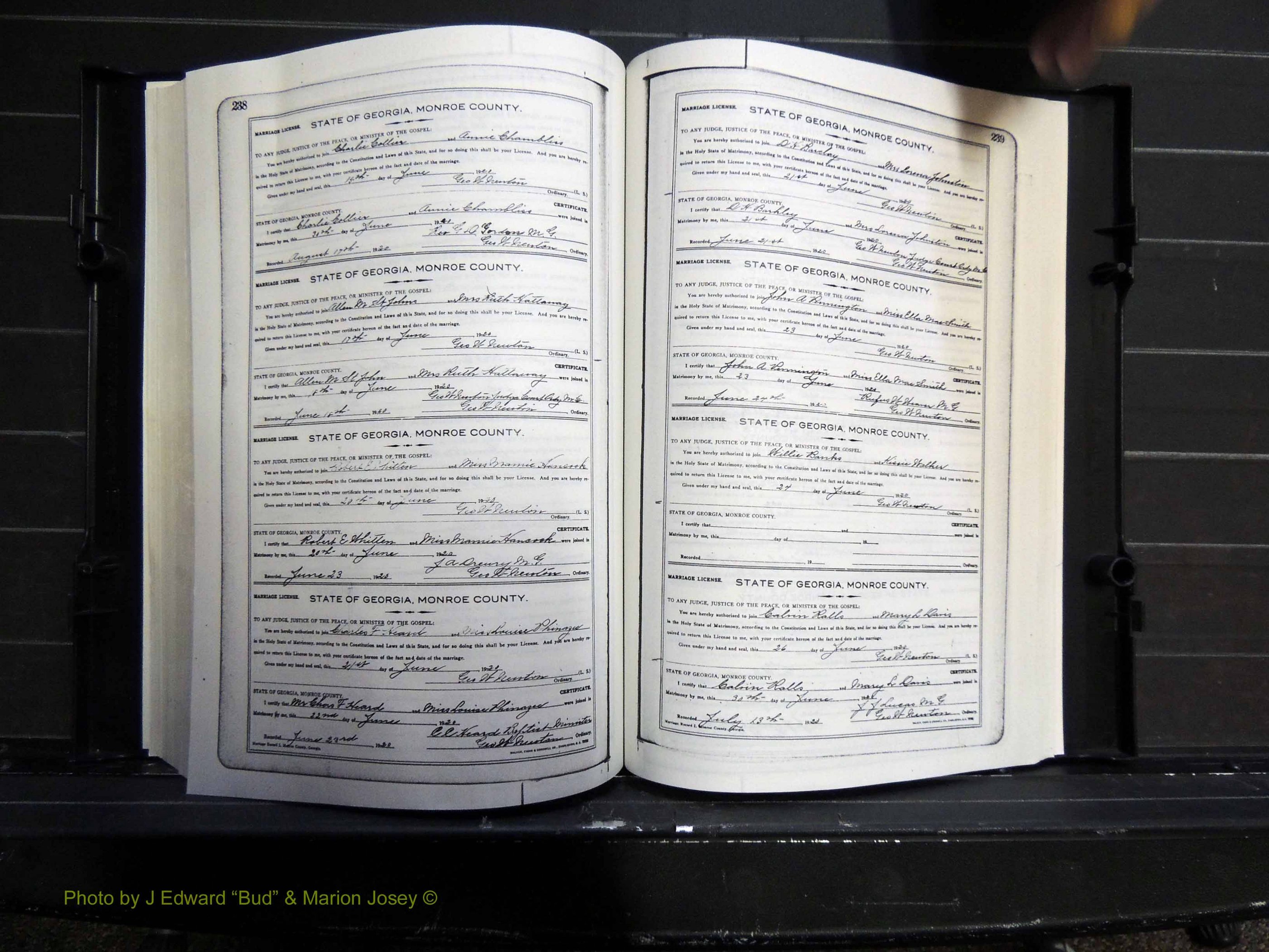 Monroe Co, GA, Marriages, Book I, 1917-1922 pg 238-239.JPG
