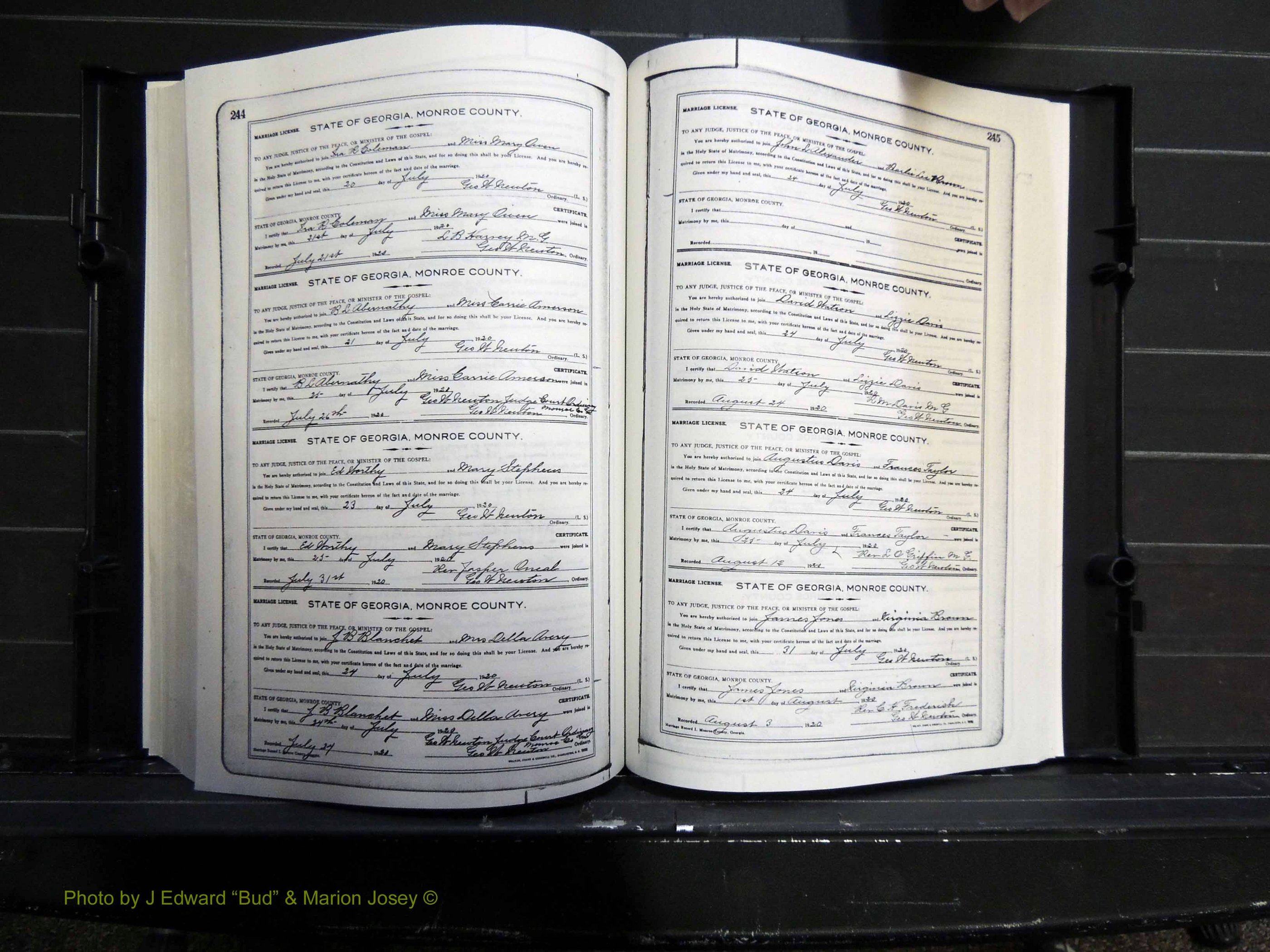 Monroe Co, GA, Marriages, Book I, 1917-1922 pg 244-245.JPG