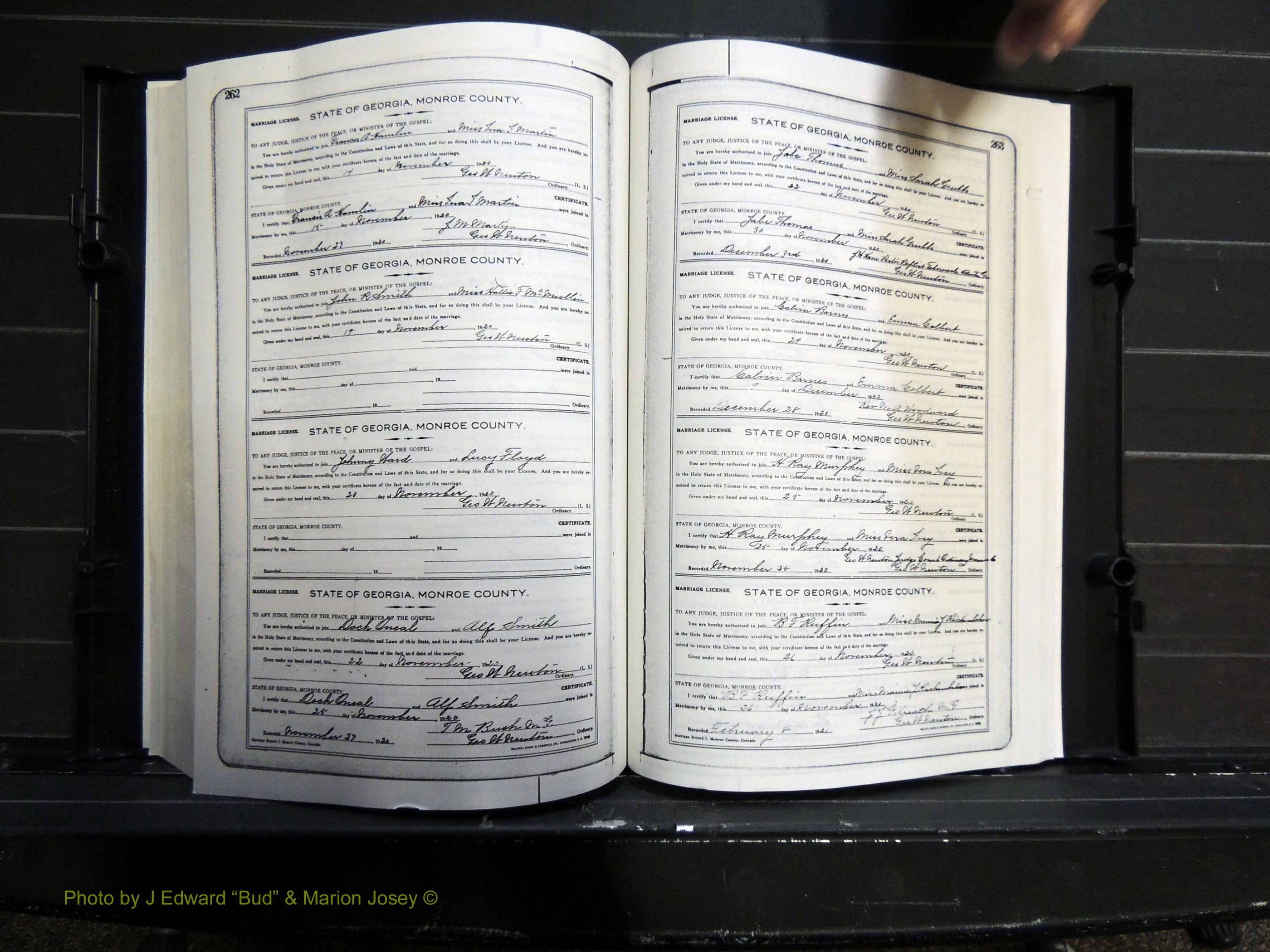 Monroe Co, GA, Marriages, Book I, 1917-1922 pg 262-263.JPG