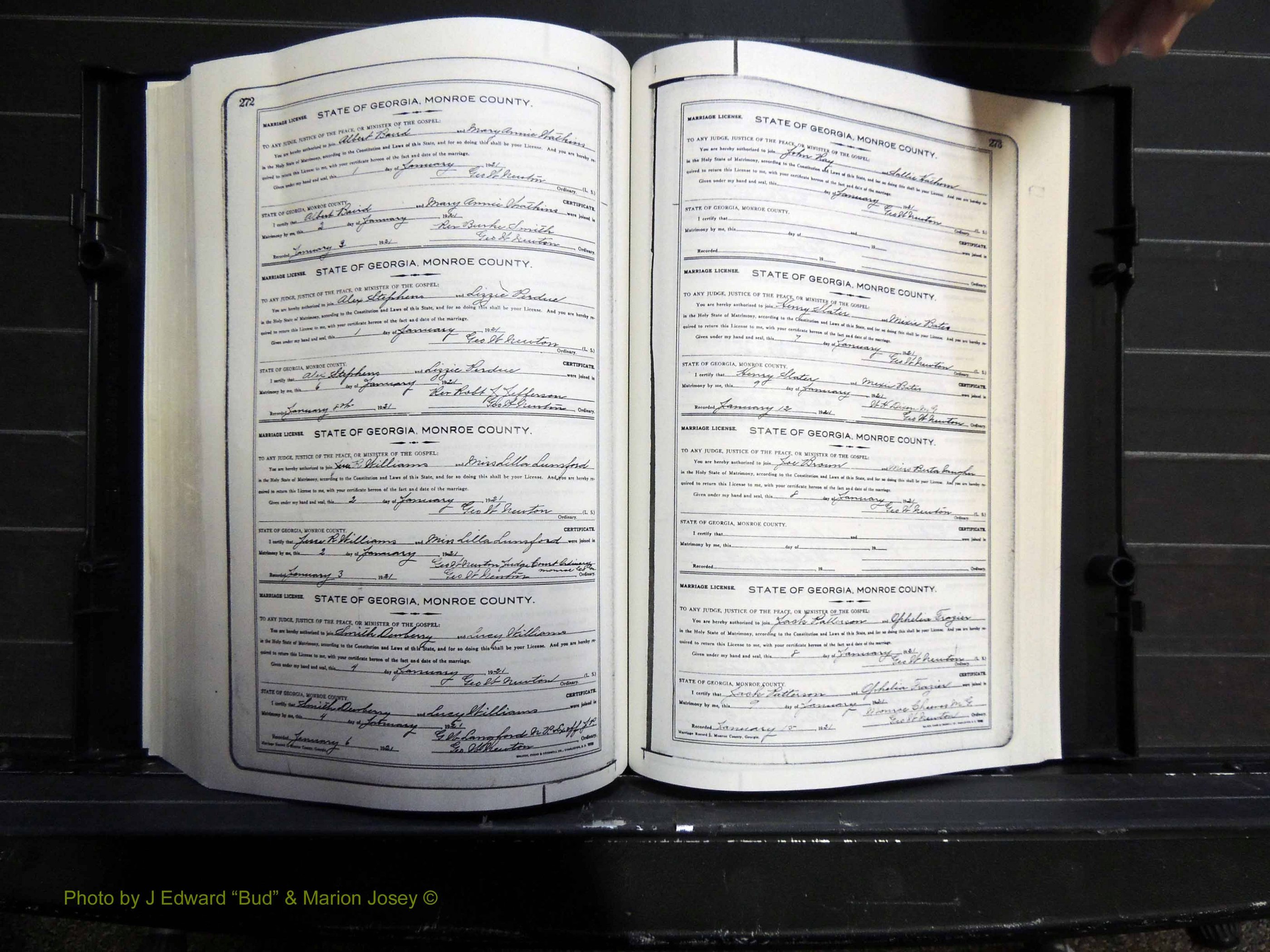 Monroe Co, GA, Marriages, Book I, 1917-1922 pg 272-273.JPG