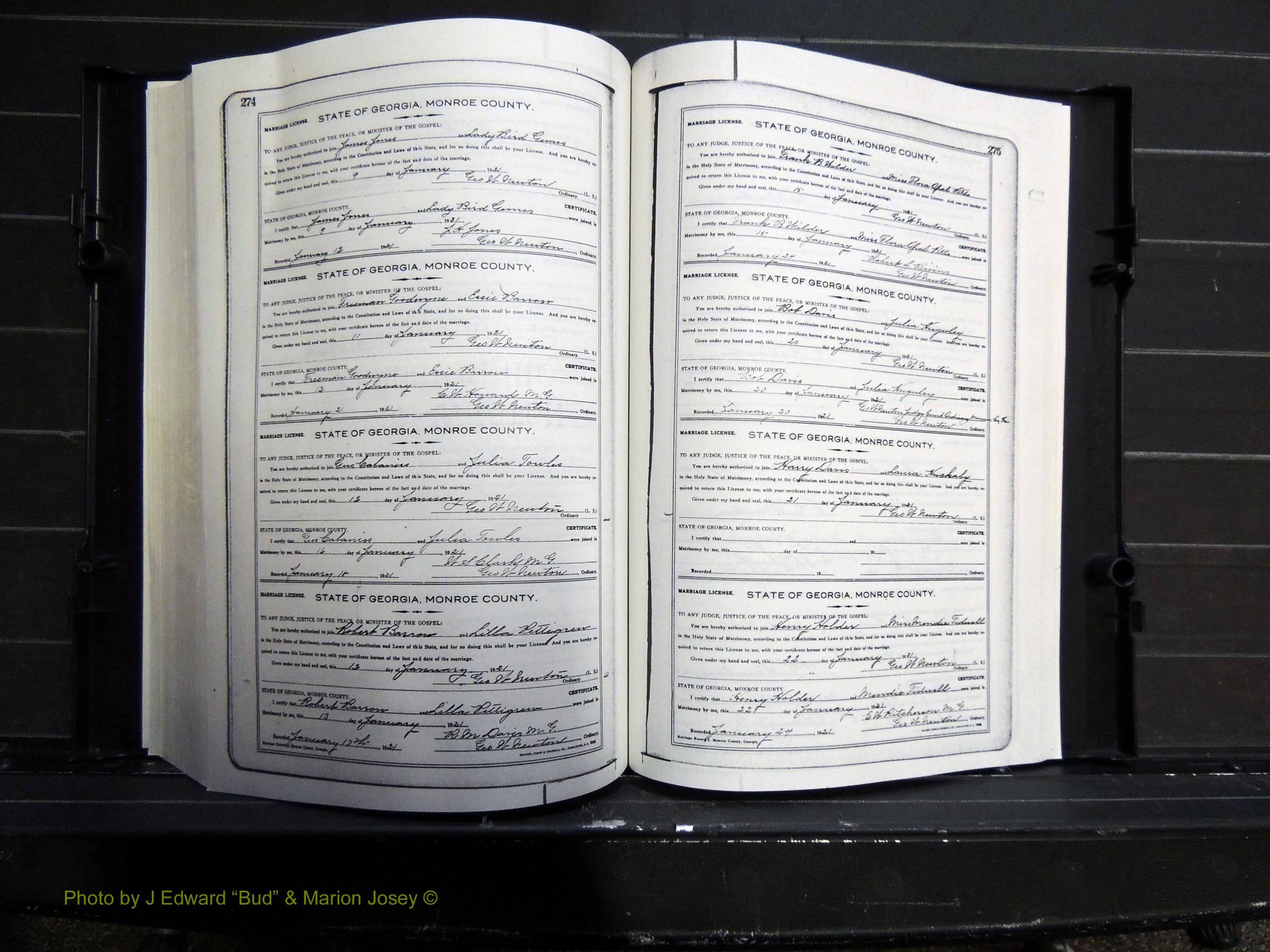 Monroe Co, GA, Marriages, Book I, 1917-1922 pg 274-275.JPG