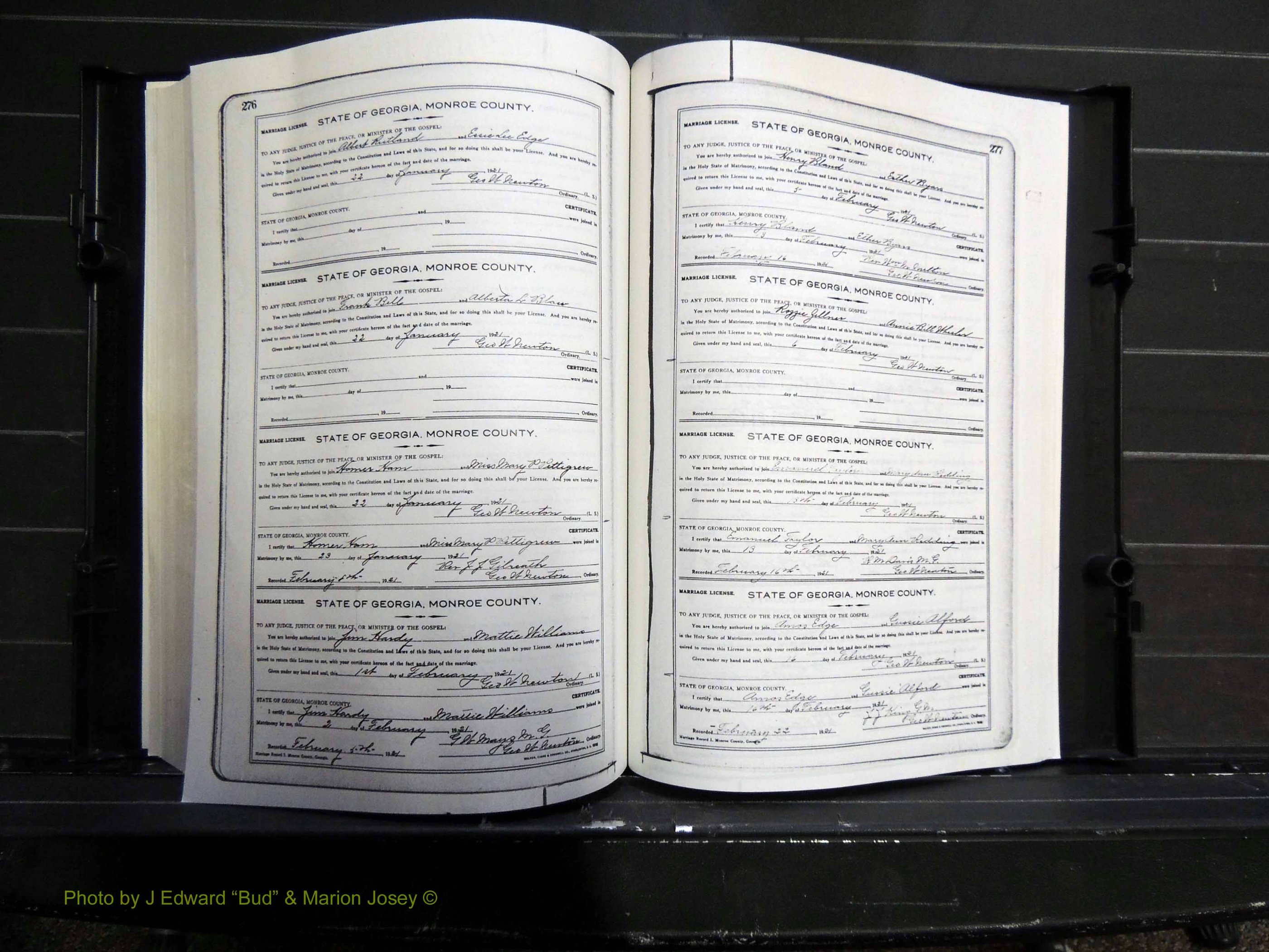 Monroe Co, GA, Marriages, Book I, 1917-1922 pg 276-277.JPG