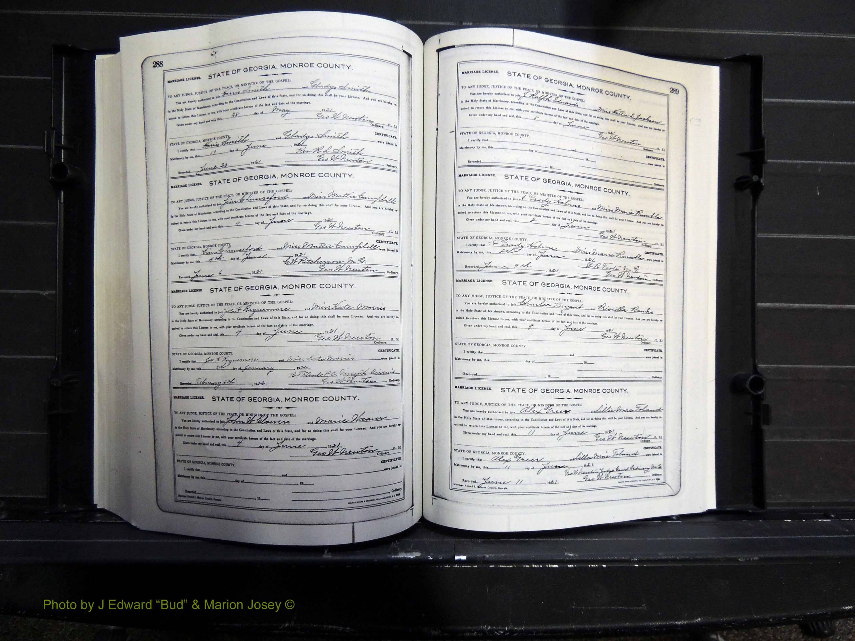 Monroe Co, GA, Marriages, Book I, 1917-1922 pg 288-289.JPG