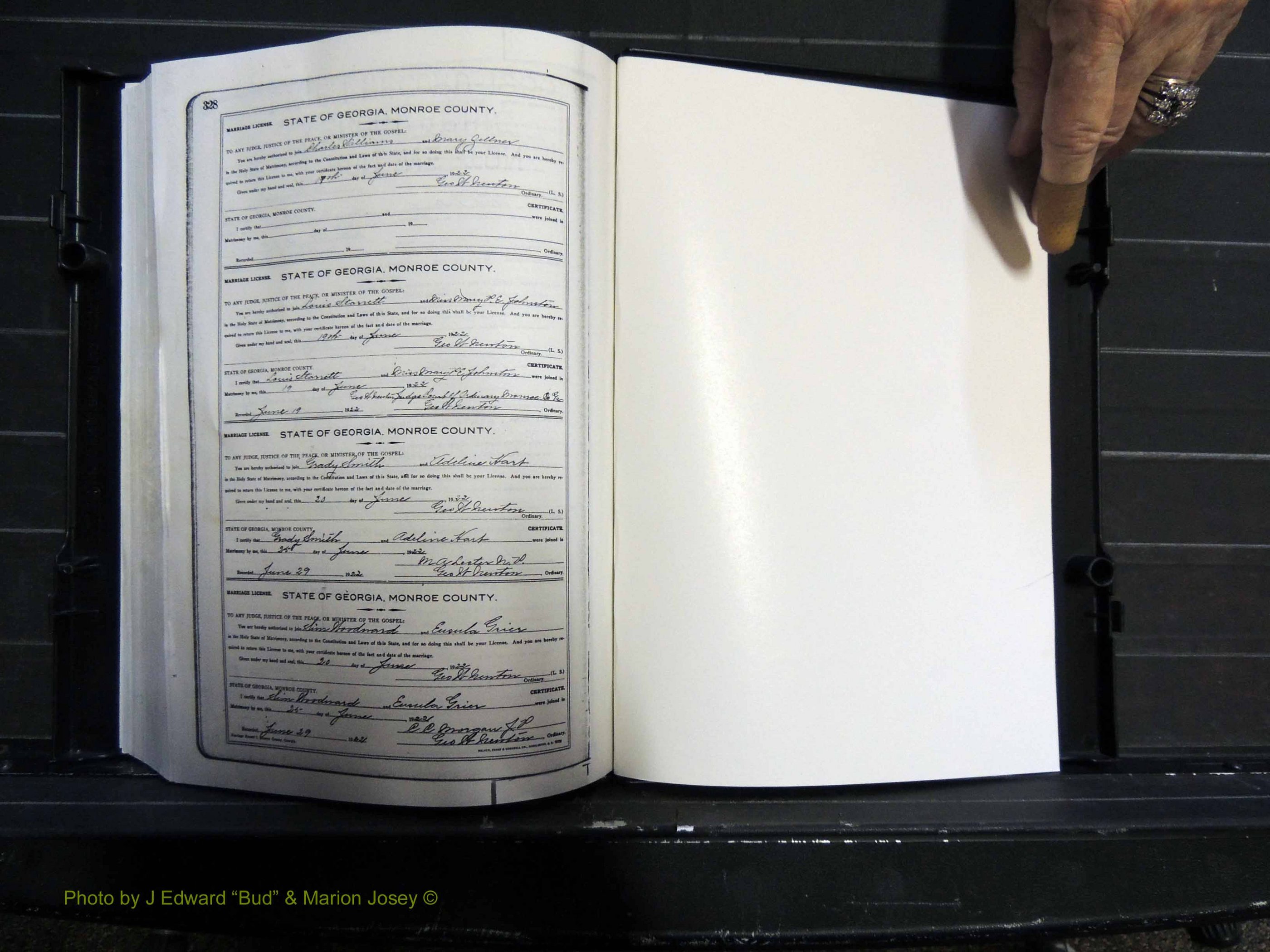 Monroe Co, GA, Marriages, Book I, 1917-1922 pg 328.JPG