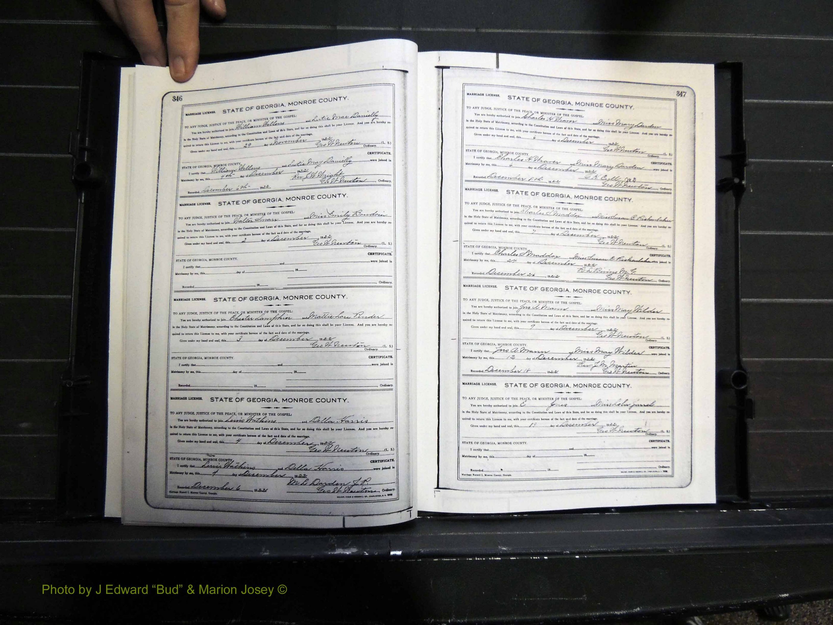 Monroe Co, GA, Marriages, Book I2, 1922-1929 pg 346-347.JPG