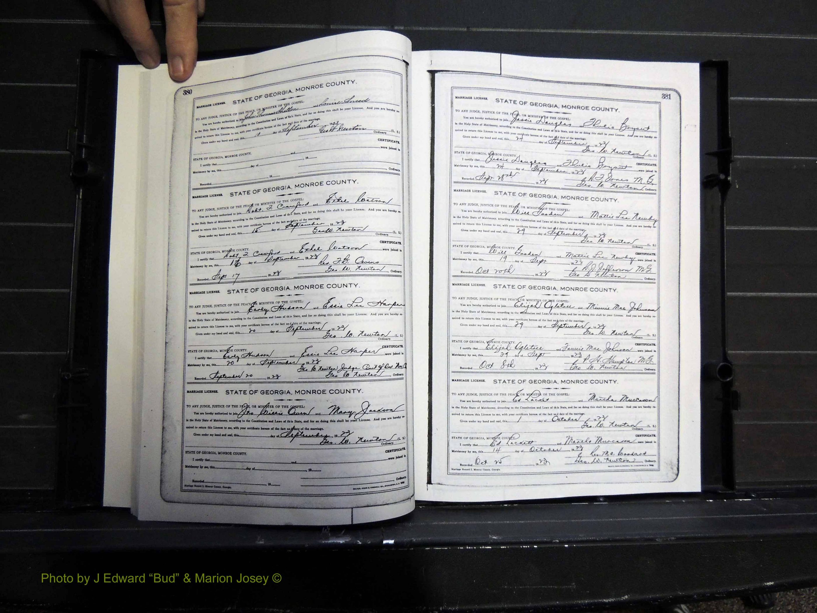 Monroe Co, GA, Marriages, Book I2, 1922-1929 pg 380-381.JPG