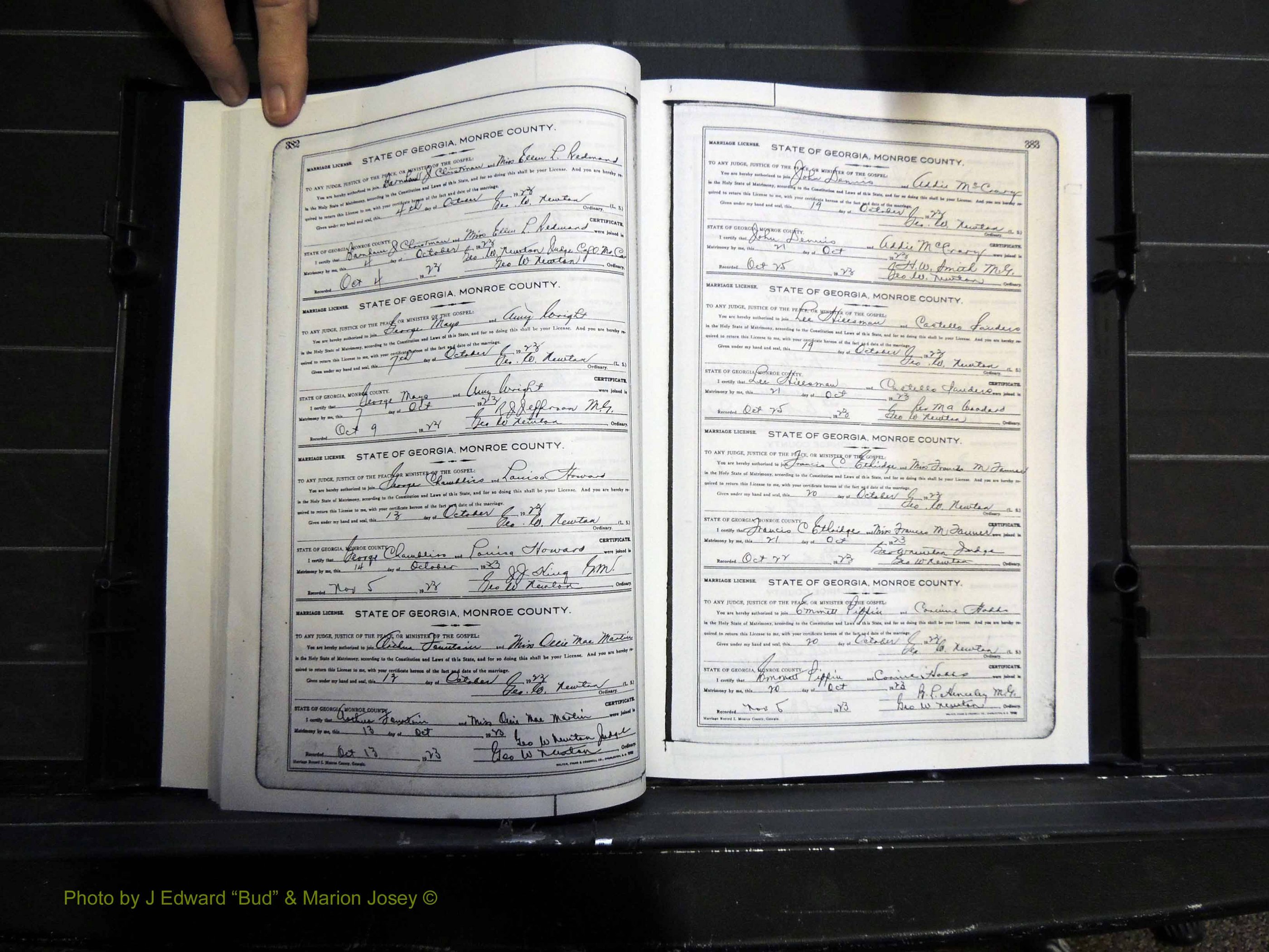 Monroe Co, GA, Marriages, Book I2, 1922-1929 pg 382-383.JPG