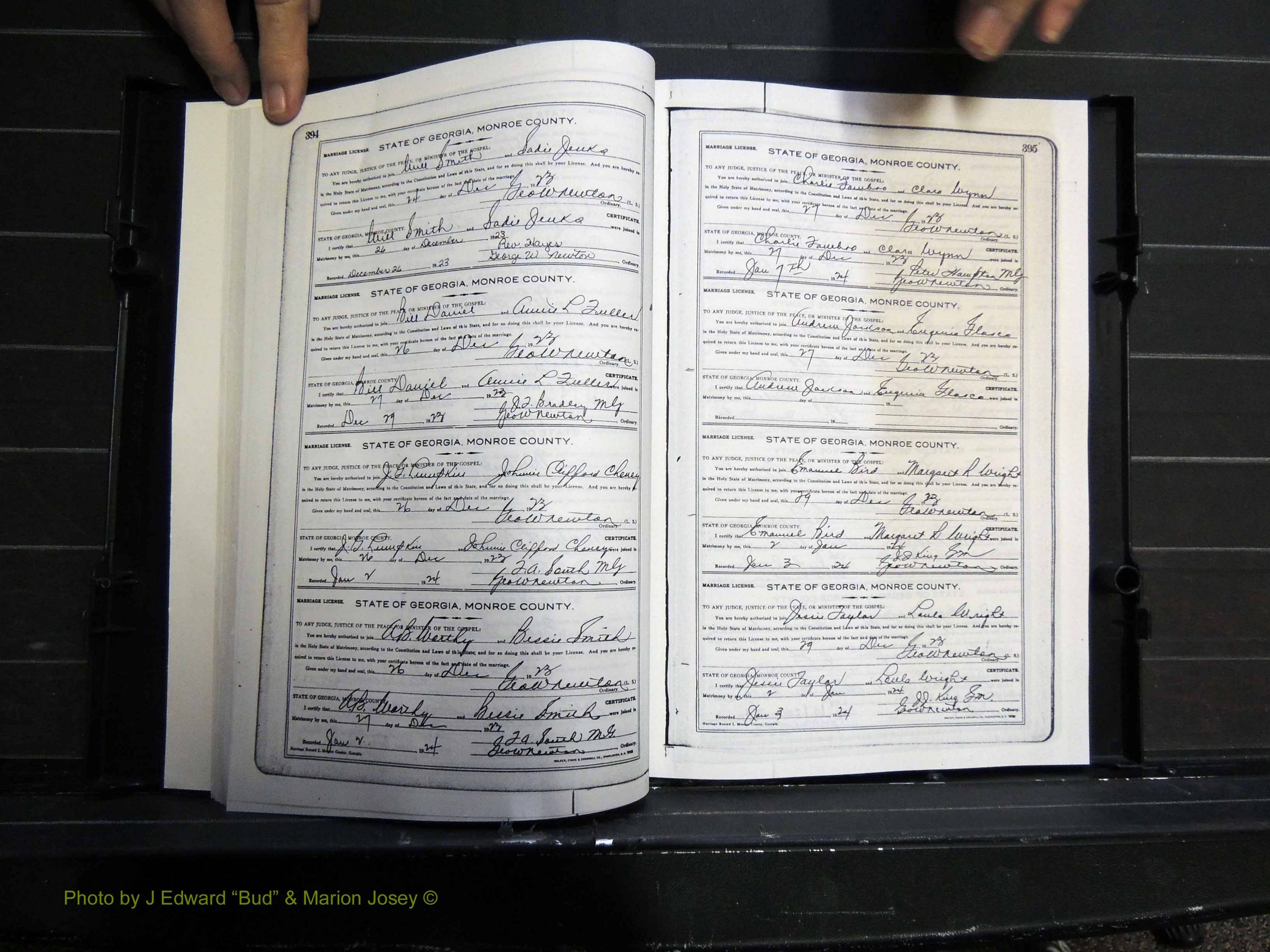 Monroe Co, GA, Marriages, Book I2, 1922-1929 pg 394-395.JPG