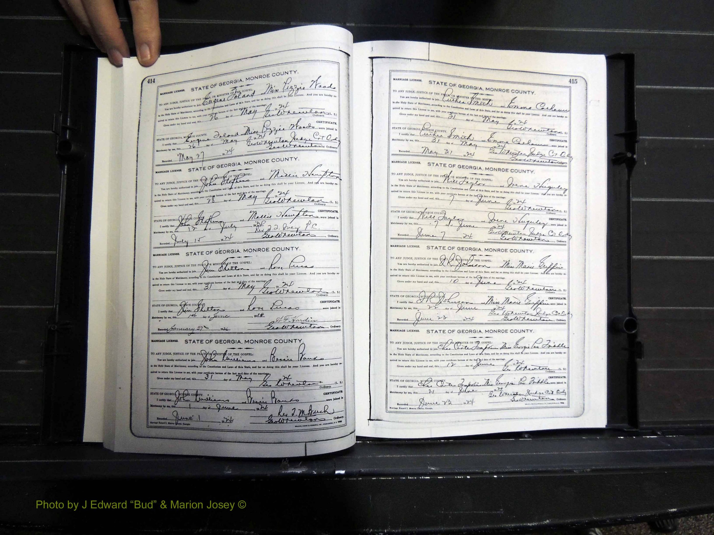 Monroe Co, GA, Marriages, Book I2, 1922-1929 pg 414-415.JPG