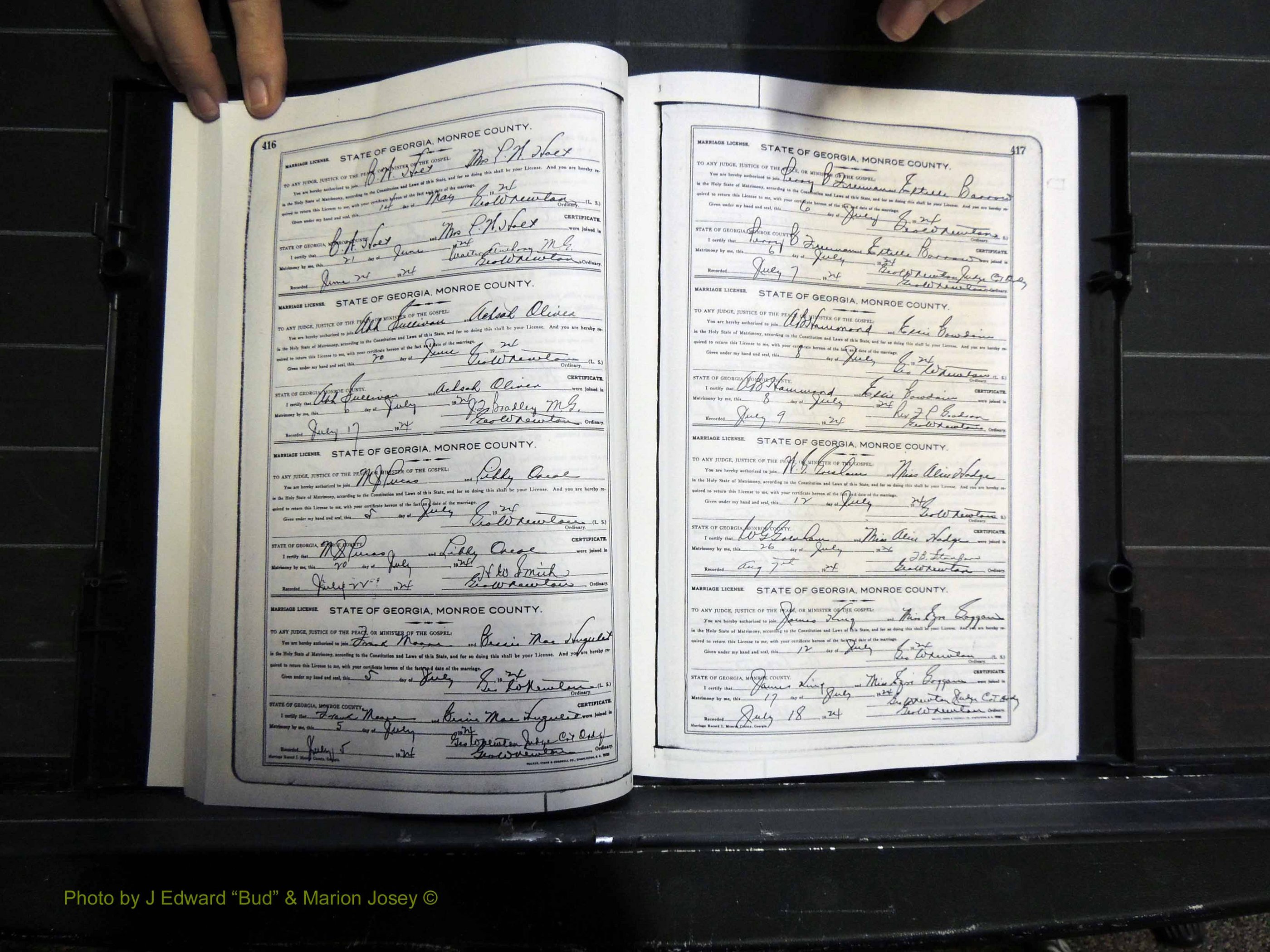 Monroe Co, GA, Marriages, Book I2, 1922-1929 pg 416-417.JPG