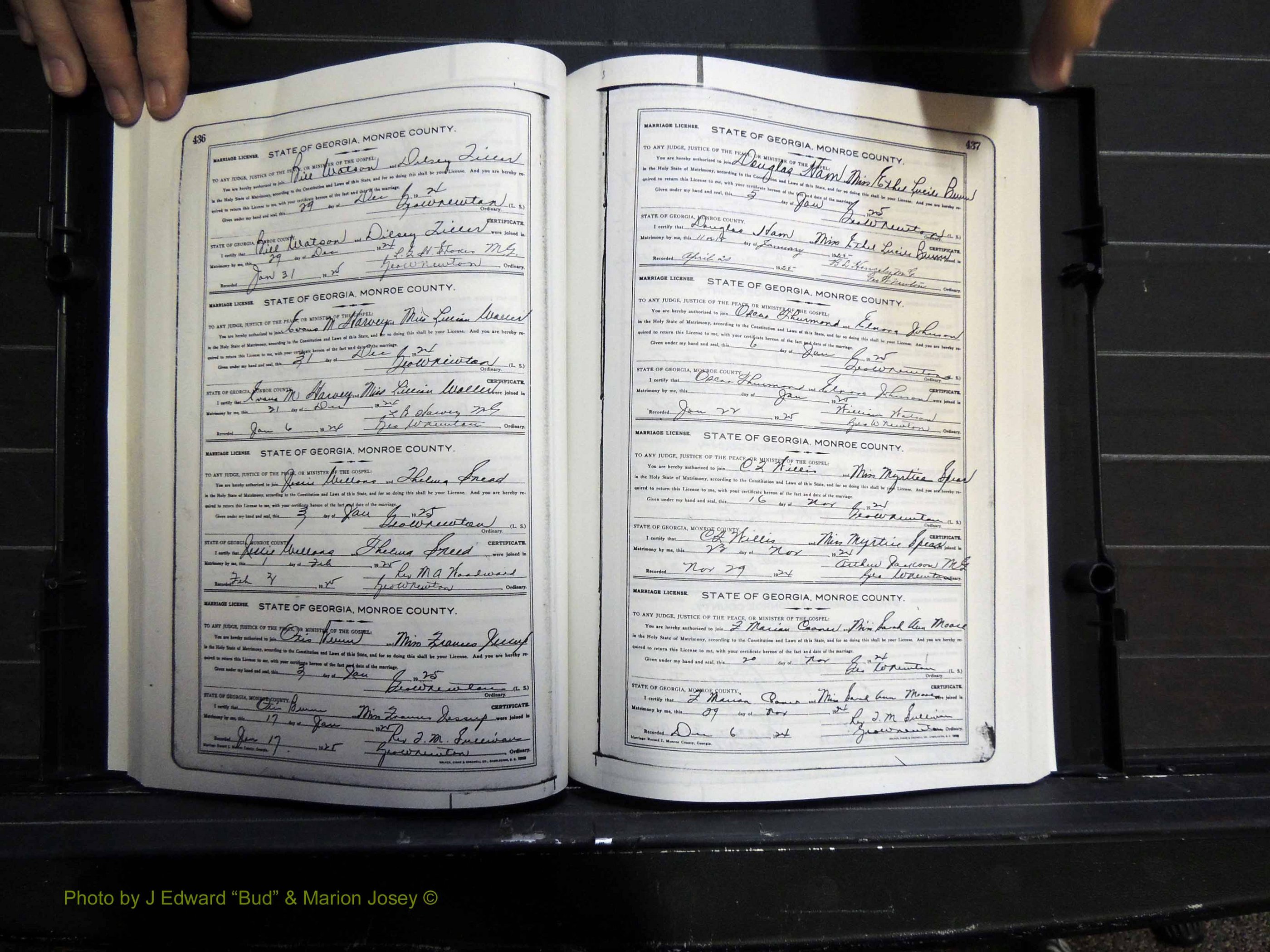 Monroe Co, GA, Marriages, Book I2, 1922-1929 pg 436-437.JPG