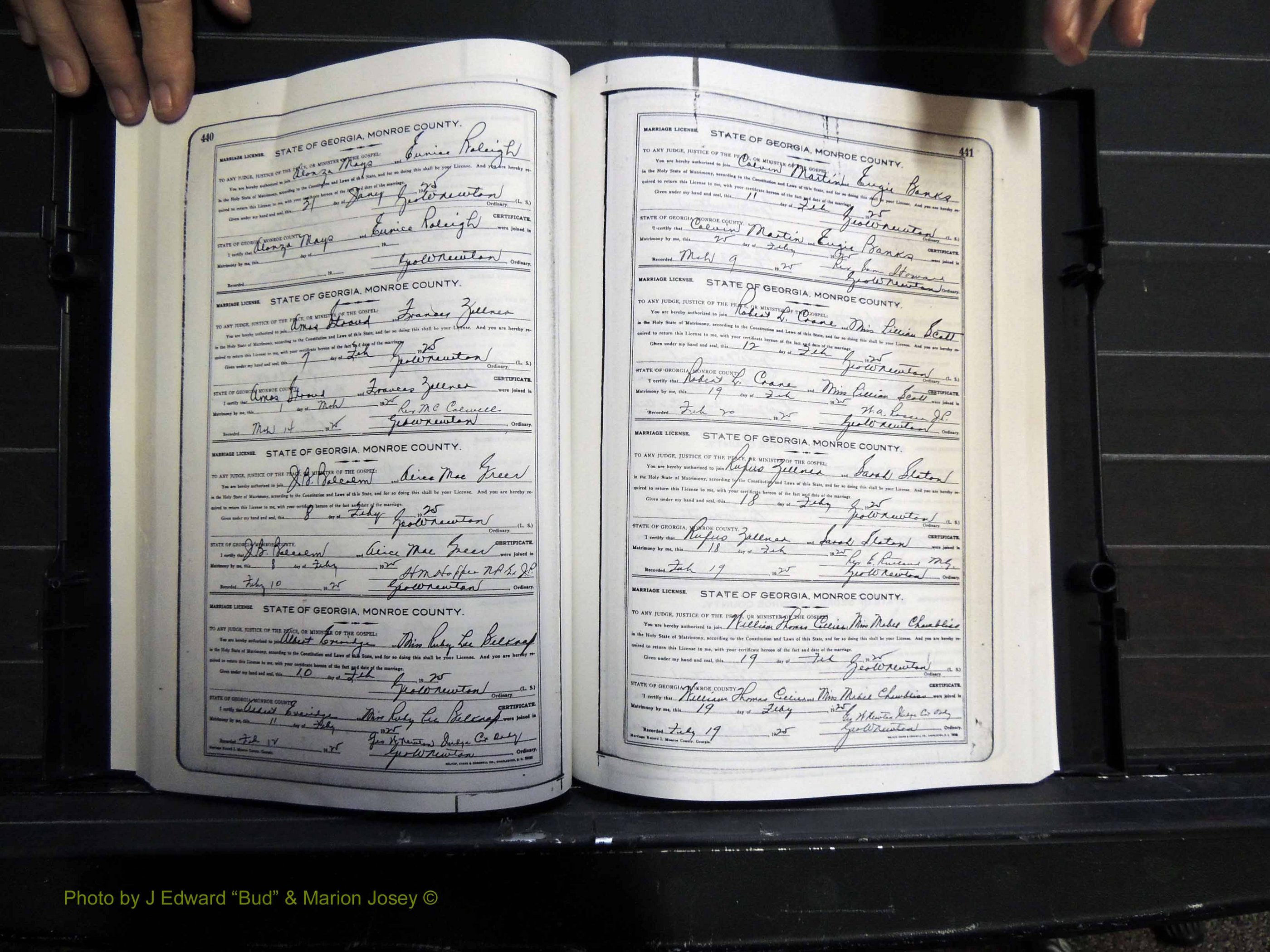 Monroe Co, GA, Marriages, Book I2, 1922-1929 pg 440-441.JPG