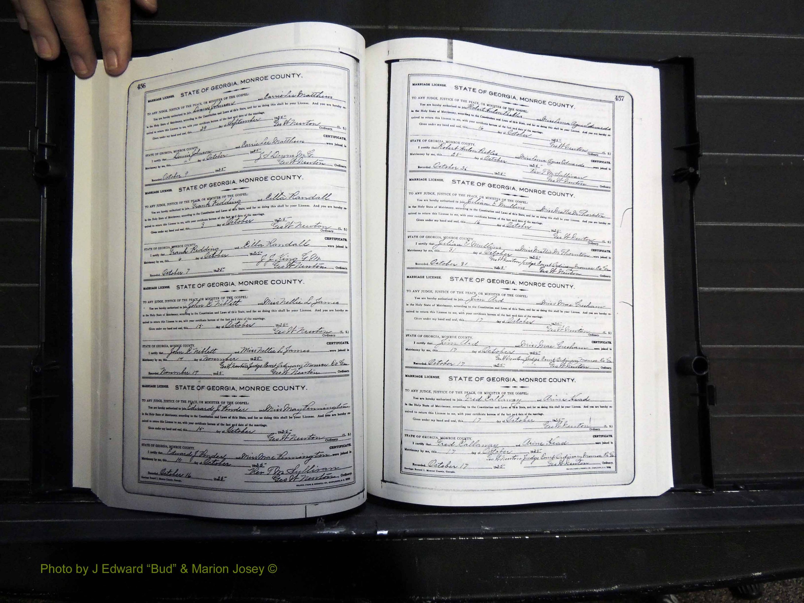 Monroe Co, GA, Marriages, Book I2, 1922-1929 pg 456-457.JPG