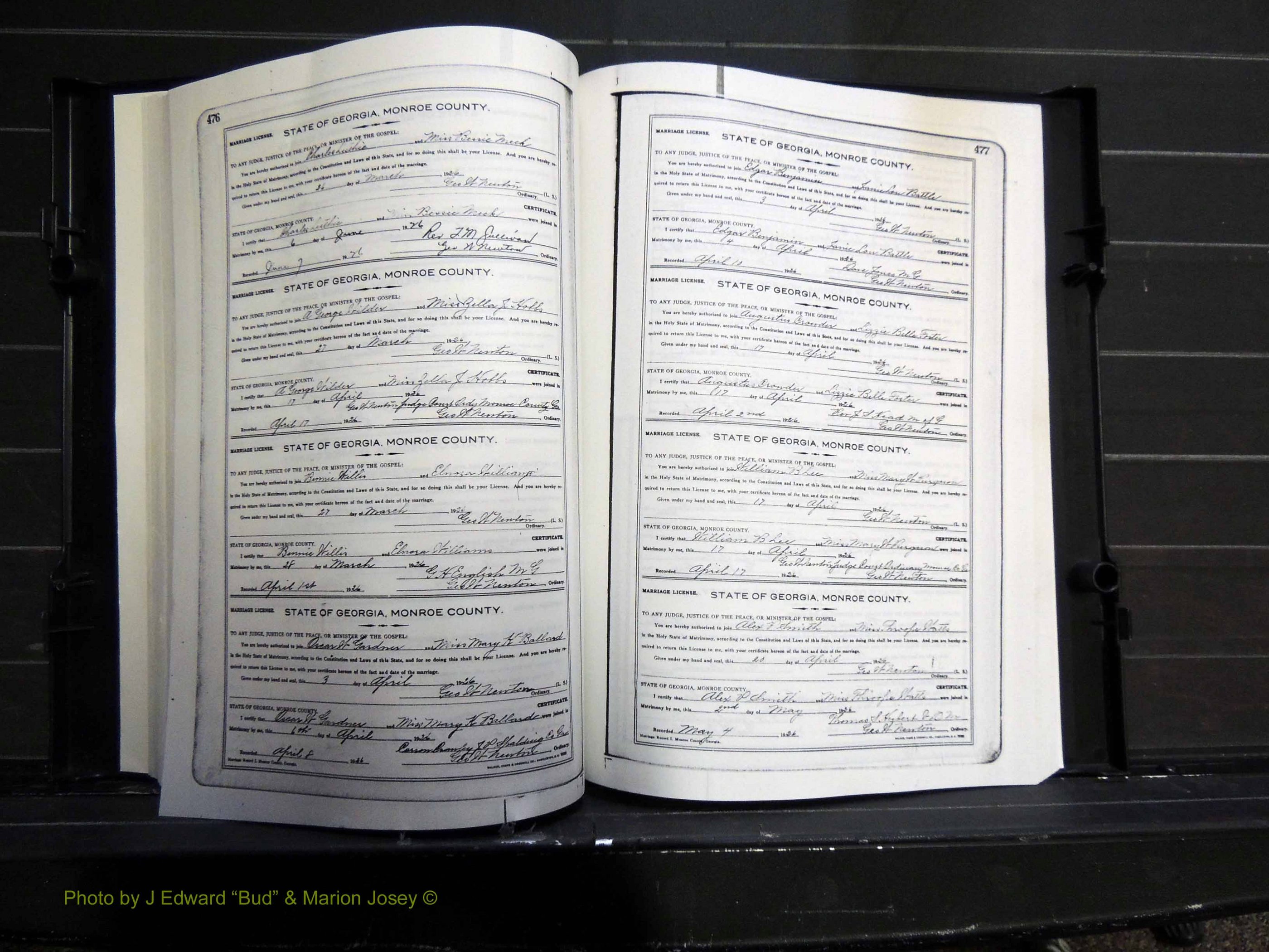 Monroe Co, GA, Marriages, Book I2, 1922-1929 pg 476-477.JPG