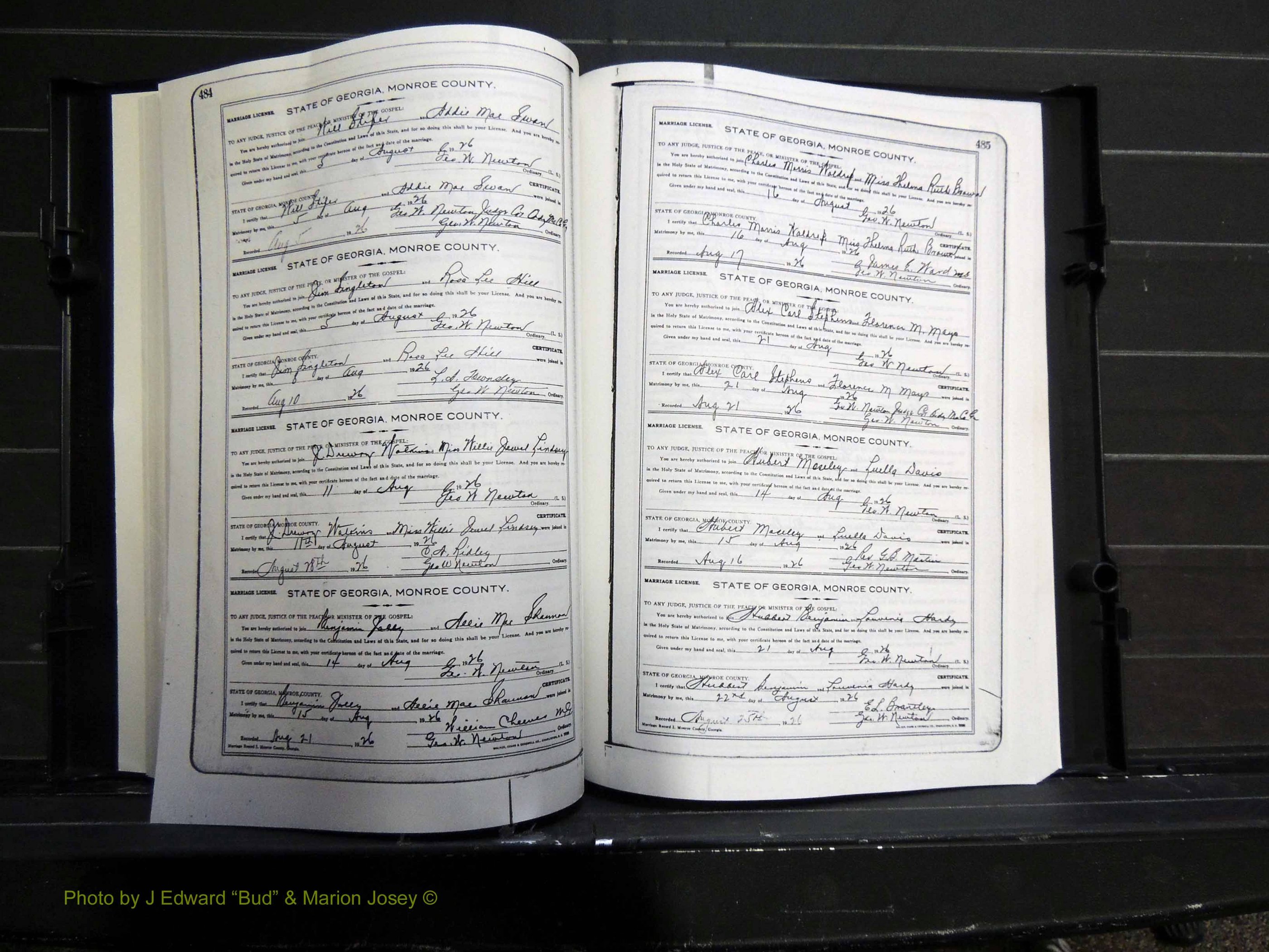 Monroe Co, GA, Marriages, Book I2, 1922-1929 pg 484-485.JPG