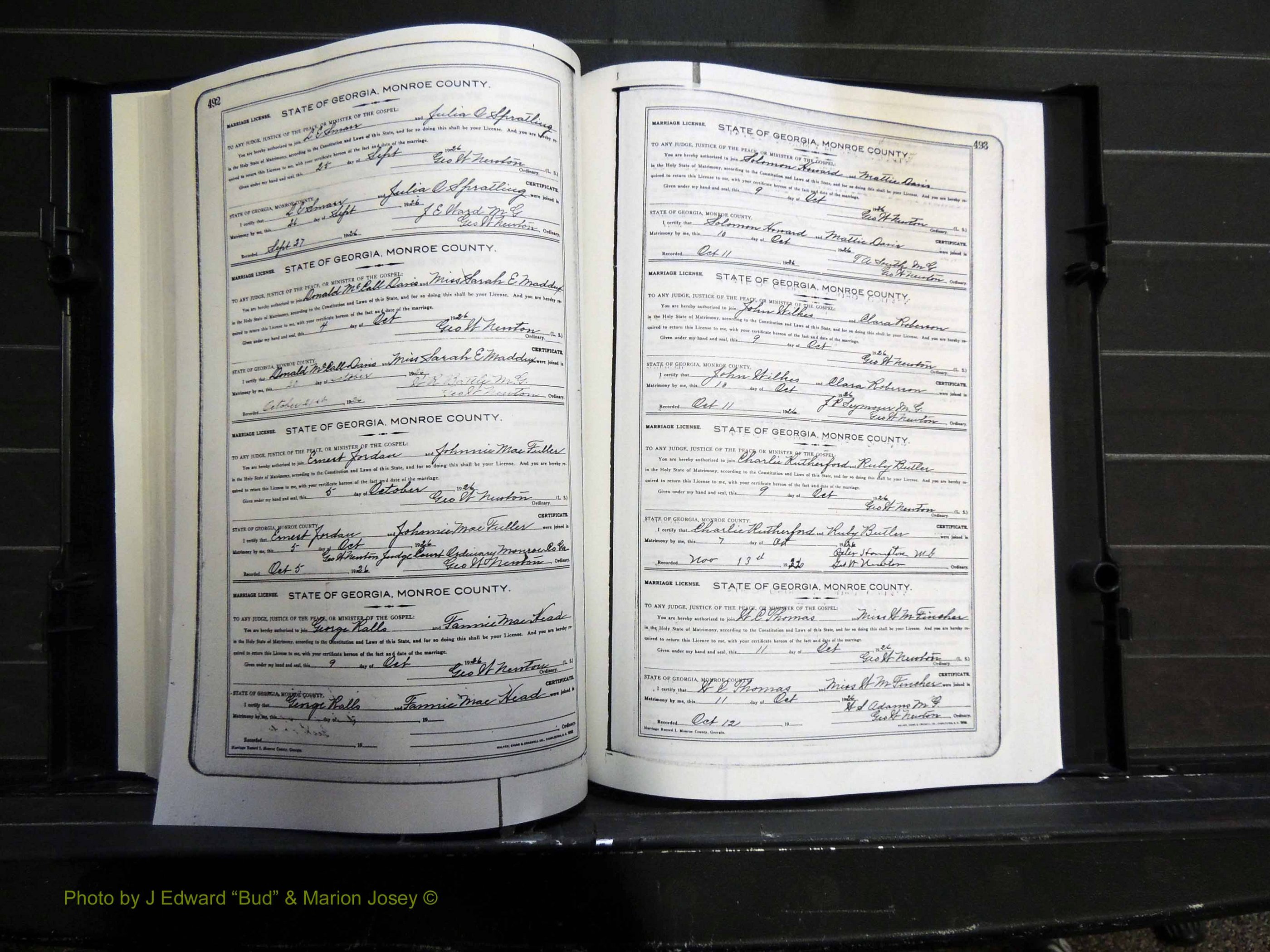Monroe Co, GA, Marriages, Book I2, 1922-1929 pg 492-493.JPG