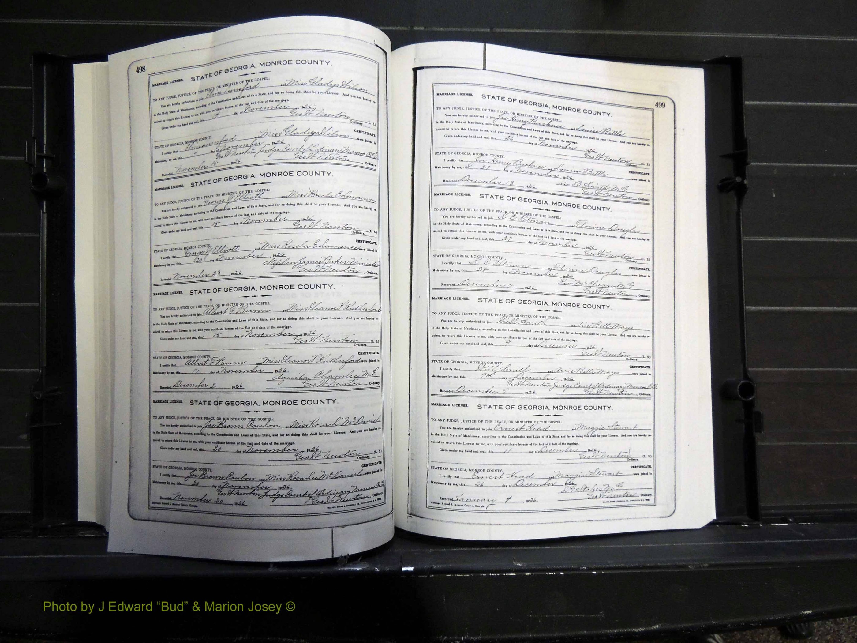 Monroe Co, GA, Marriages, Book I2, 1922-1929 pg 498-499.JPG