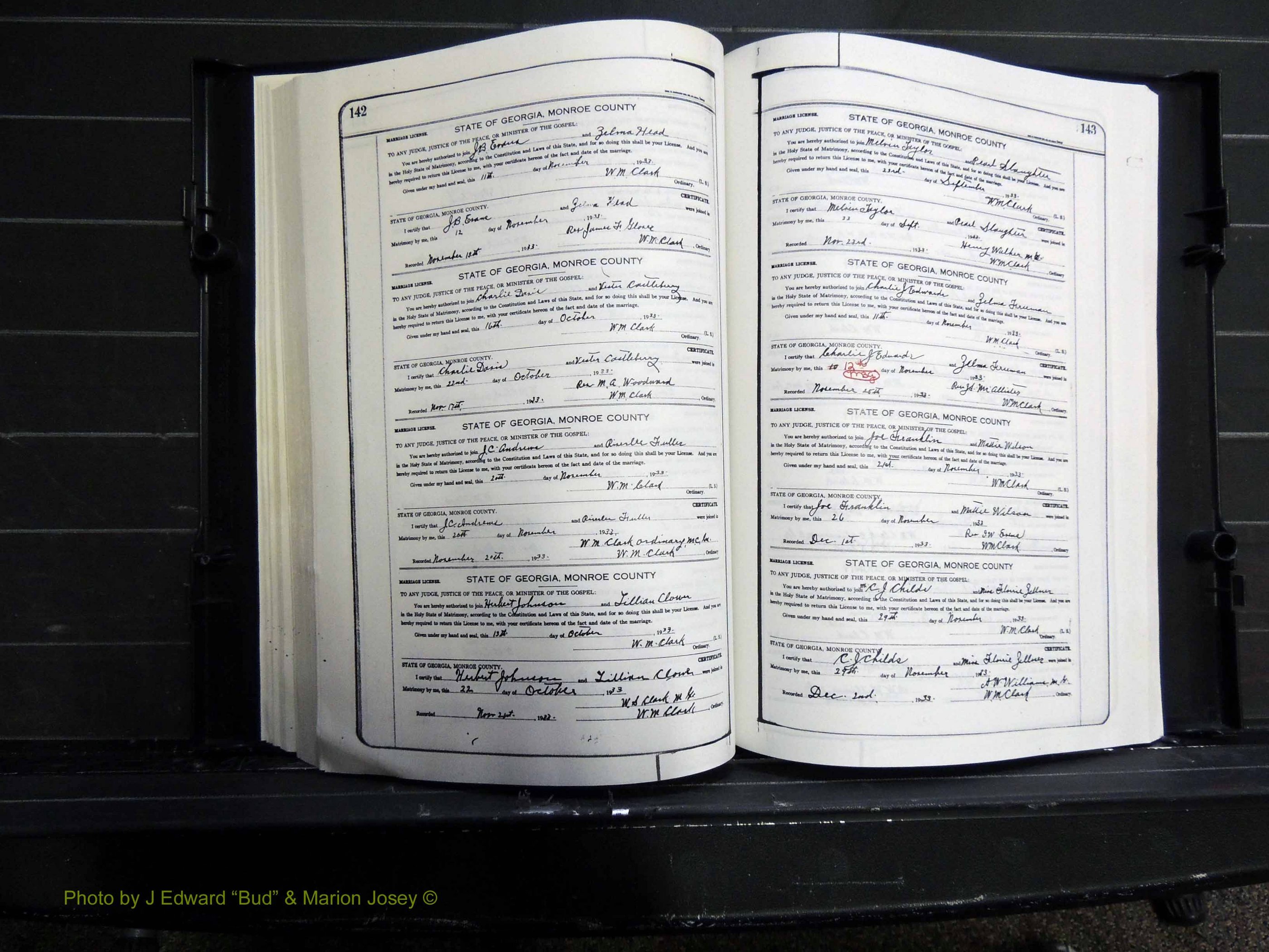 Monroe Co, GA, Marriages, Book J, 1929-1938 pg 142-143.JPG
