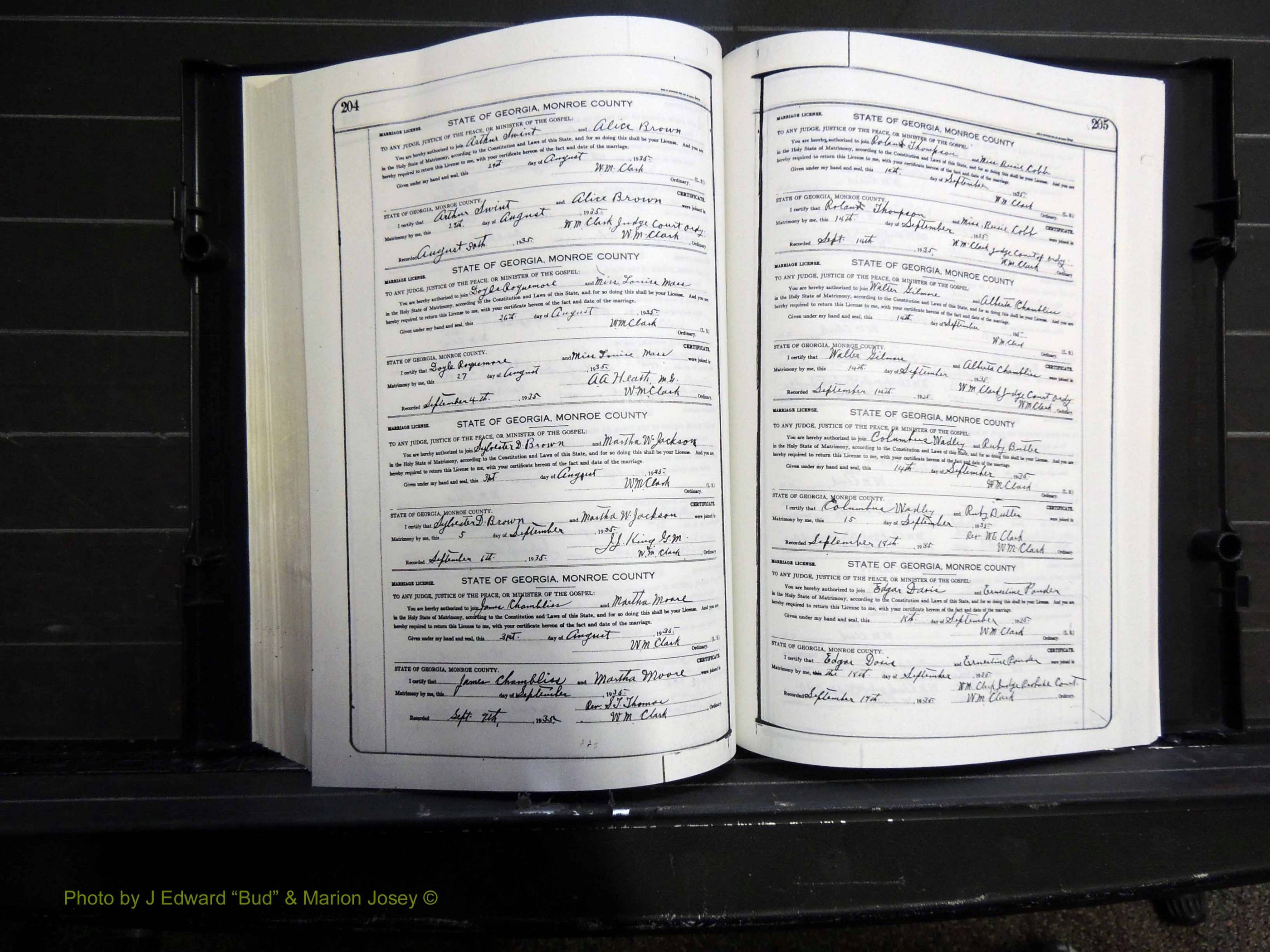 Monroe Co, GA, Marriages, Book J, 1929-1938 pg 204-205.JPG