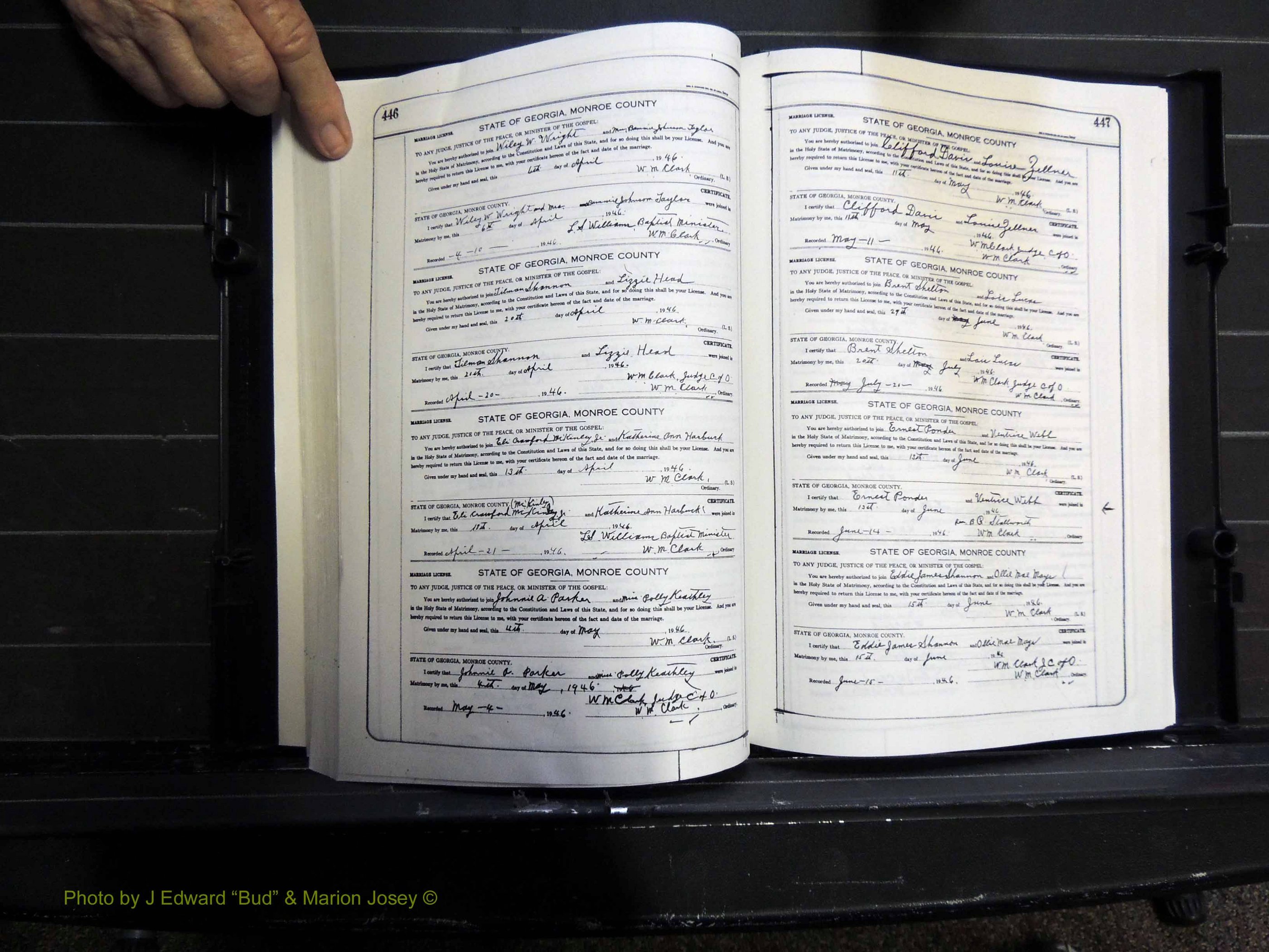 Monroe Co, GA, Marriages, Book J2, 1938-1952 pg 446-447.JPG