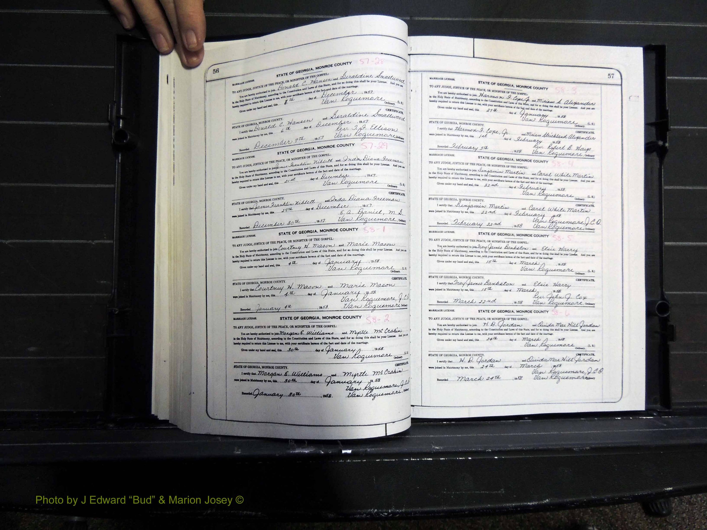 Monroe Co, GA, Marriages, Book K, 1952-1975 pg 056-057.JPG