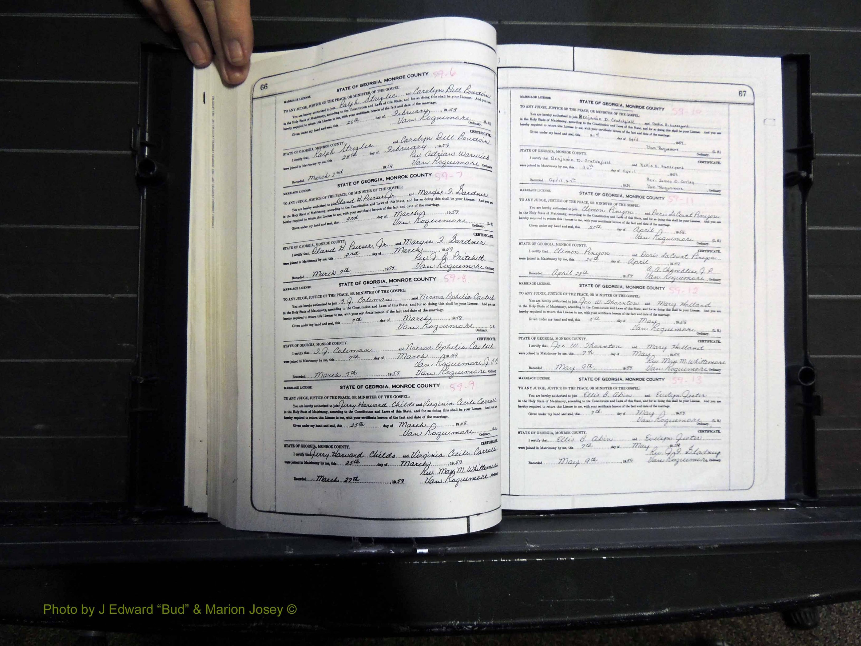 Monroe Co, GA, Marriages, Book K, 1952-1975 pg 066-067.JPG