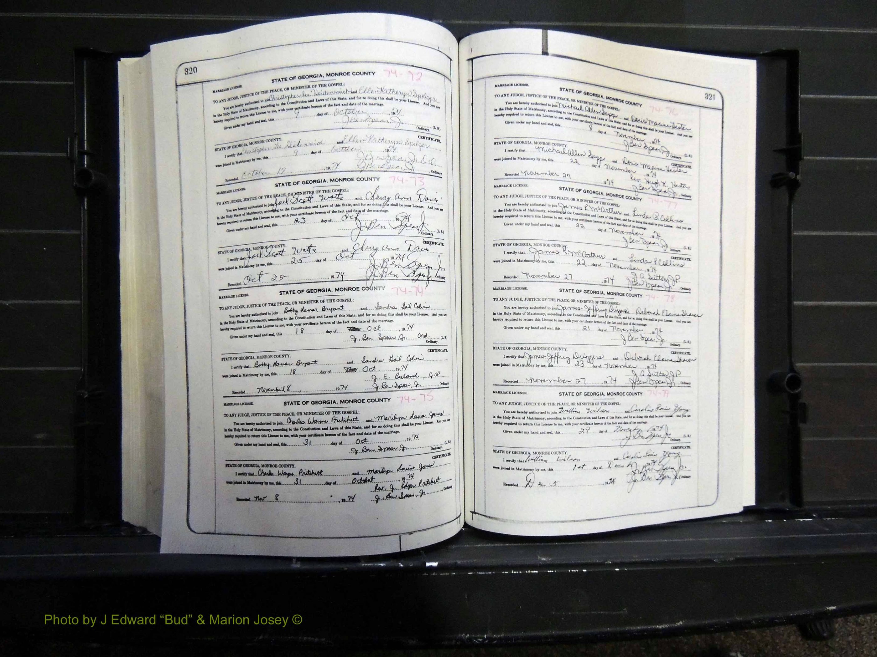 Monroe Co, GA, Marriages, Book K, 1952-1975 pg 320-321.JPG