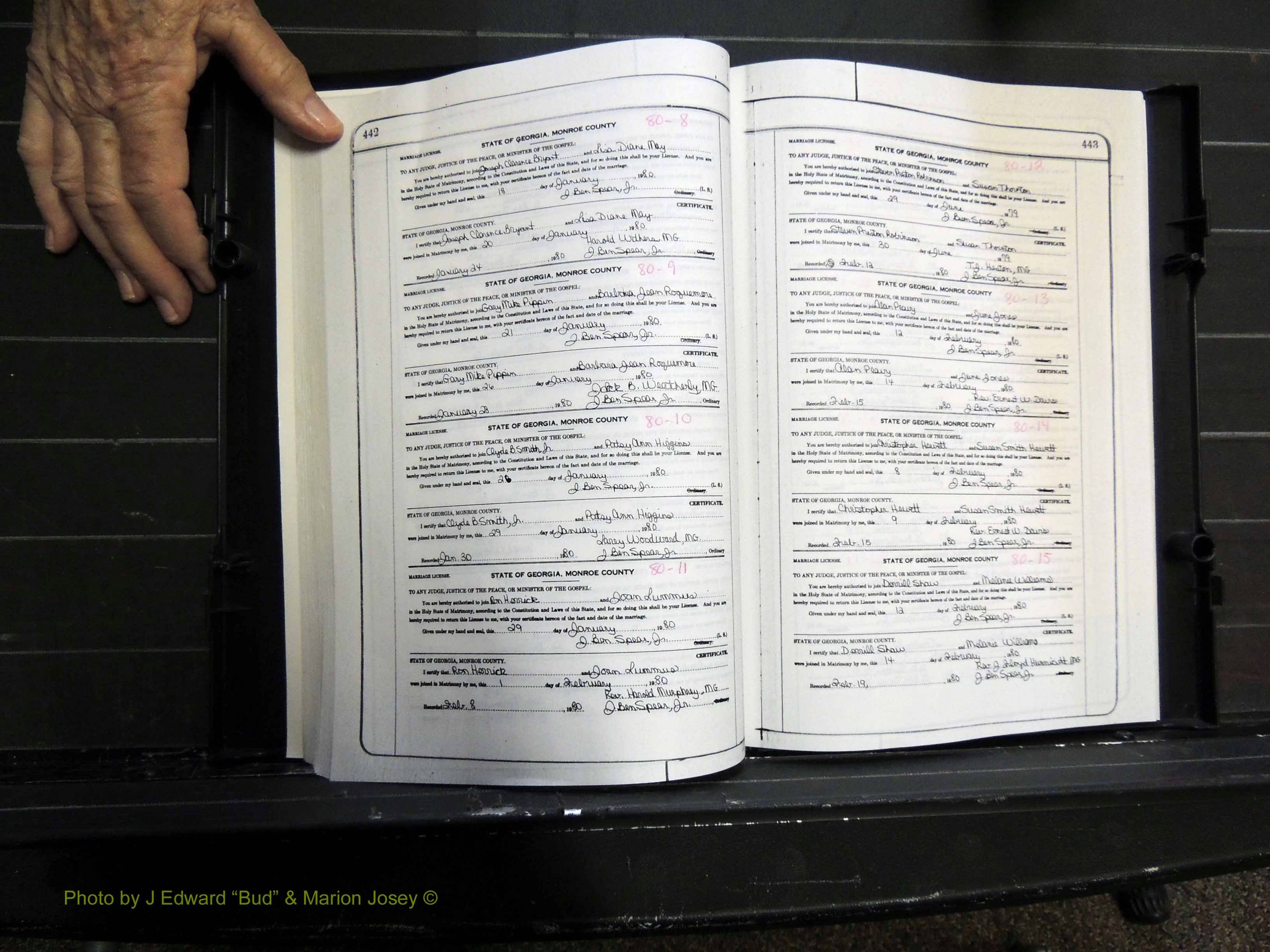 Monroe Co, GA, Marriages, Book K2, 1975-1984 pg 442-443.JPG