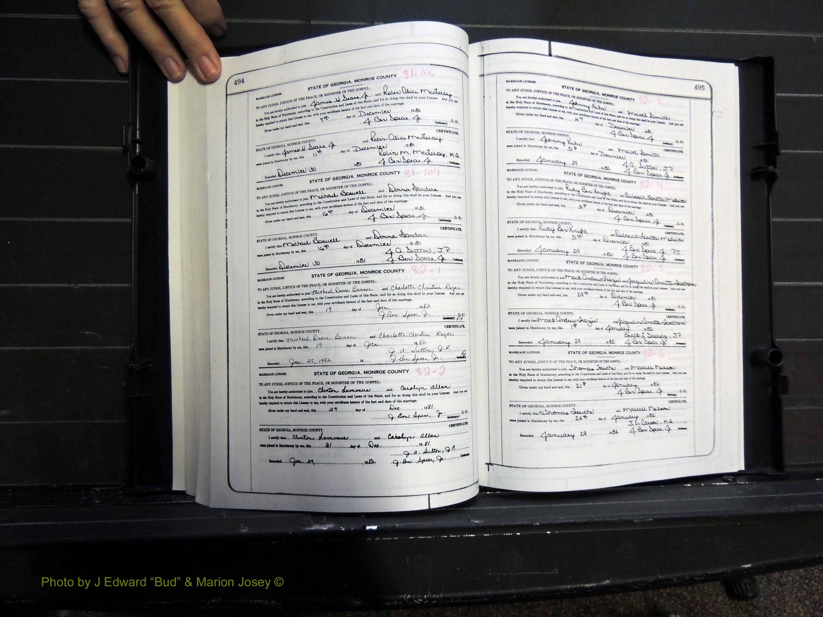 Monroe Co, GA, Marriages, Book K2, 1975-1984 pg 494-495.JPG