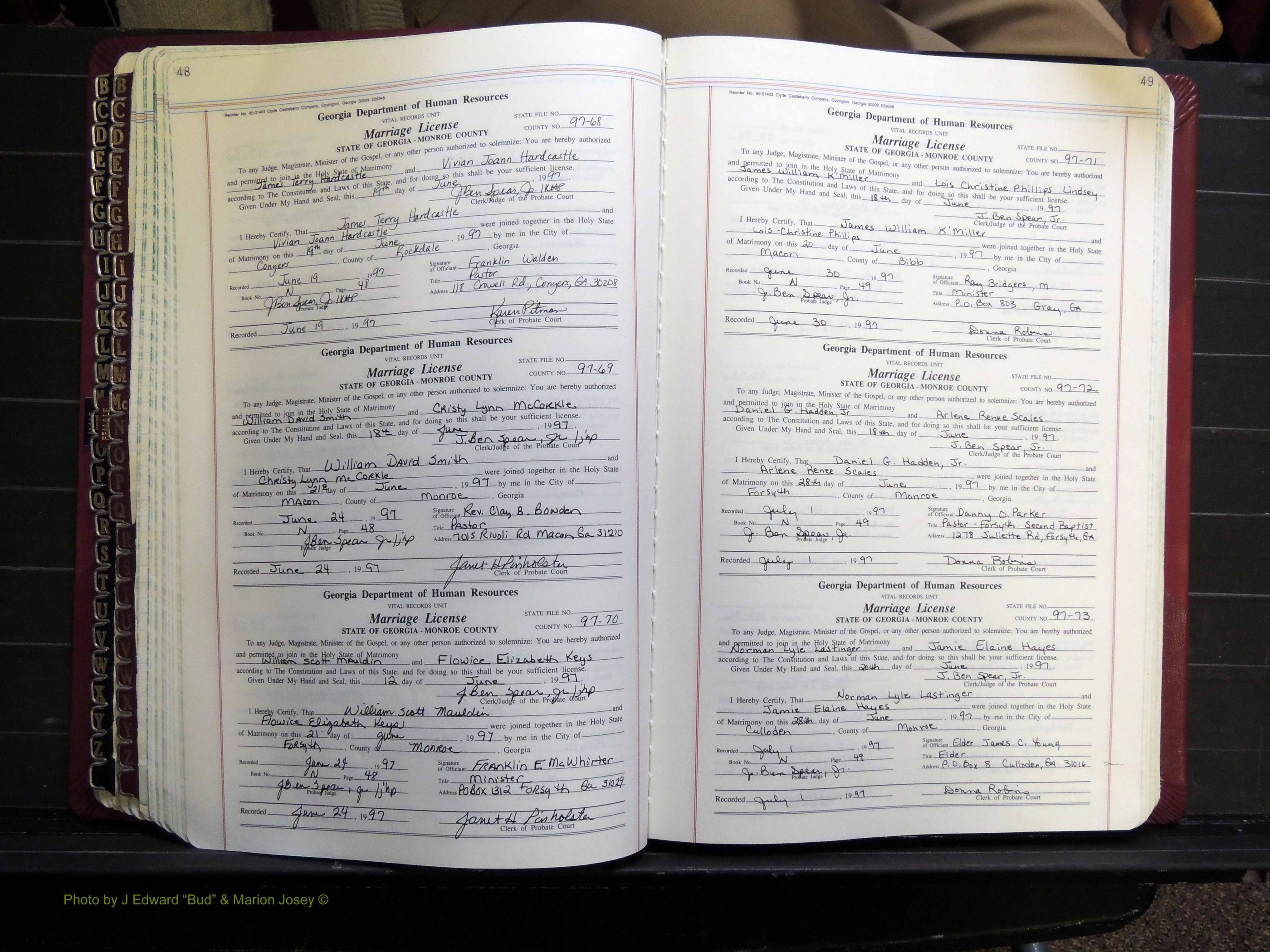 Monroe Co, GA, Marriages, Book N, 1996-2007 pg 048-049.JPG
