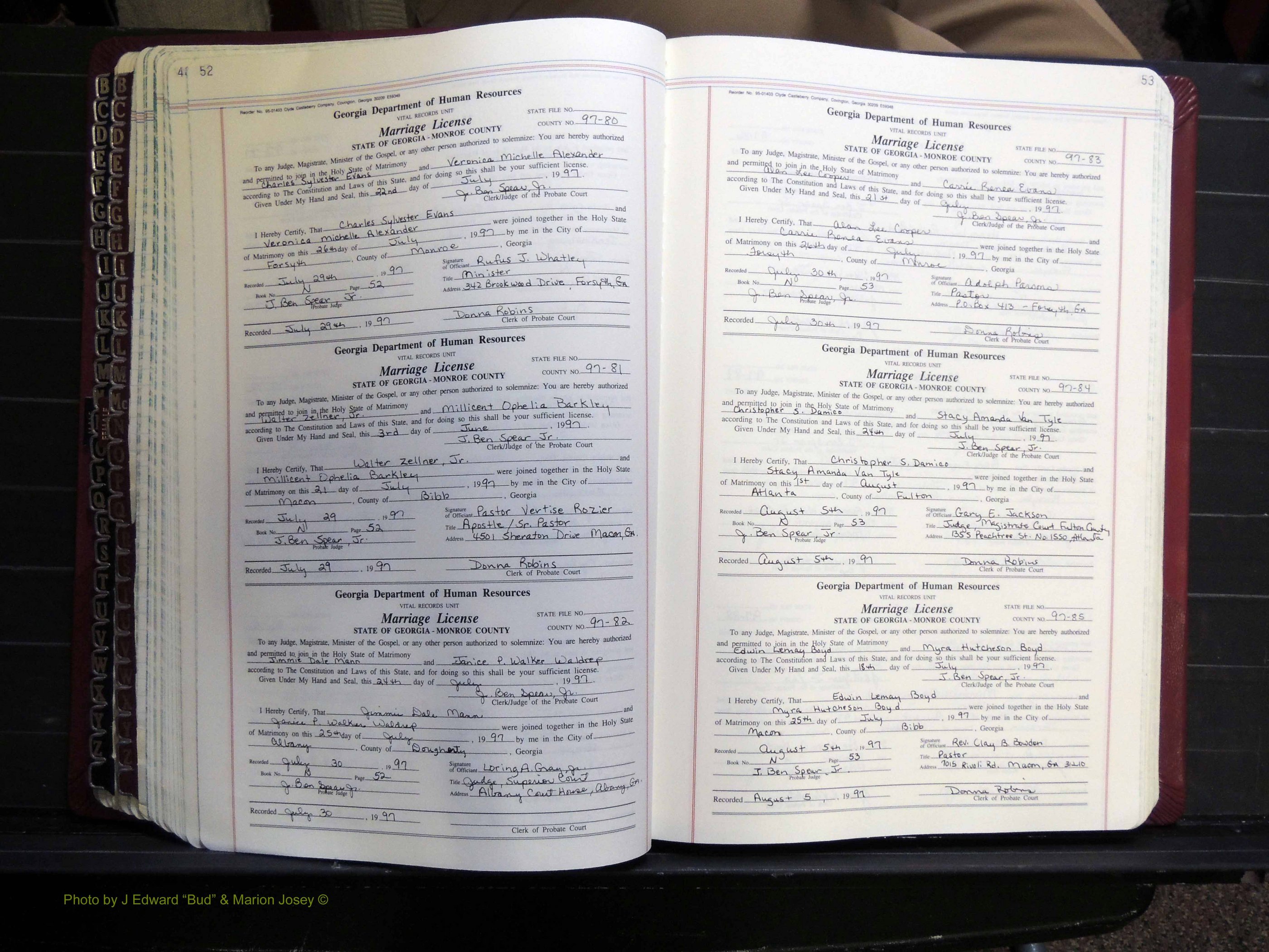 Monroe Co, GA, Marriages, Book N, 1996-2007 pg 052-053.JPG