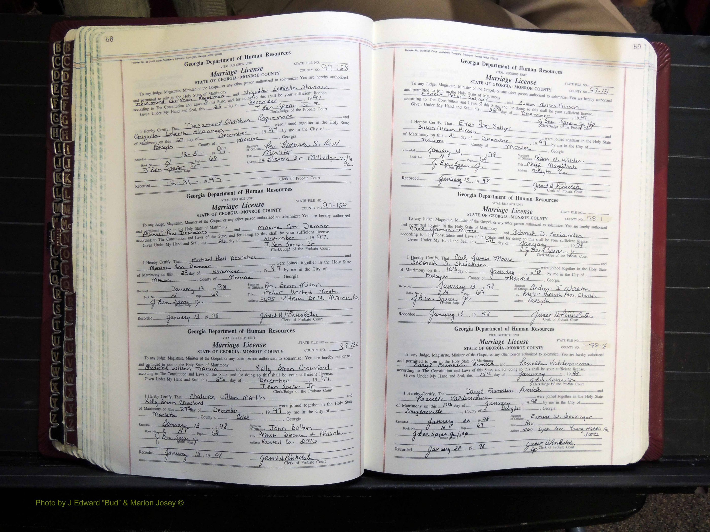 Monroe Co, GA, Marriages, Book N, 1996-2007 pg 068-069.JPG