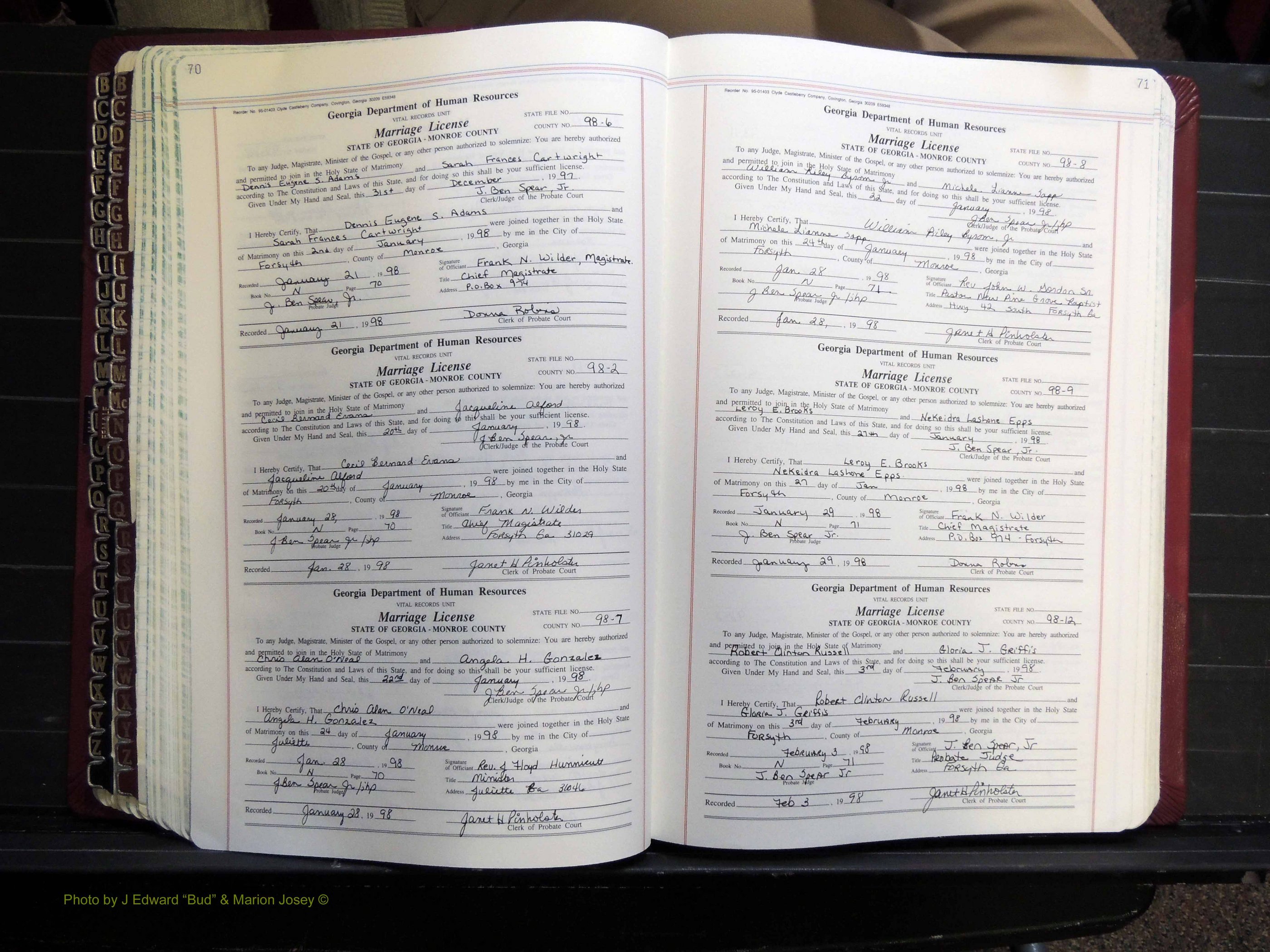 Monroe Co, GA, Marriages, Book N, 1996-2007 pg 070-071.JPG